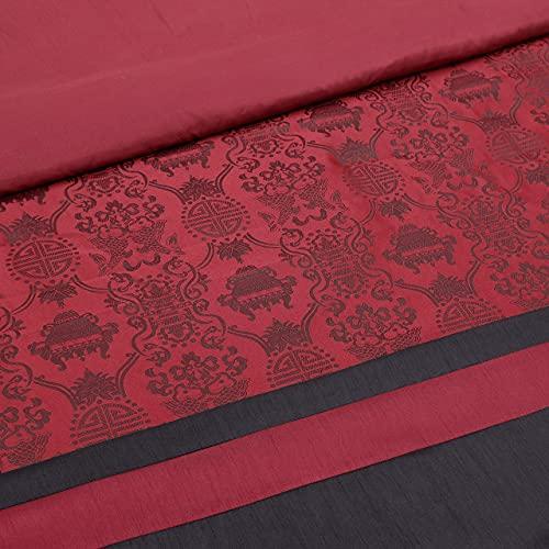 Chezmoi Collection Chezmoi Collection Dynasty Black Red Jacquard 7-Piece Comforter Set, King Size