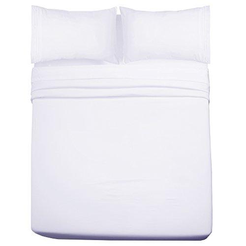 Mejoroom Mejoroom Queen Sheet Set - Hotel Luxury 1800 Bedding Sheets & Pillowcases - Deep Pocket Fitted Sheet, Hypoallergenic, Wrinkle& Breathable, Fade Resistant - 4 Piece (Queen,White)