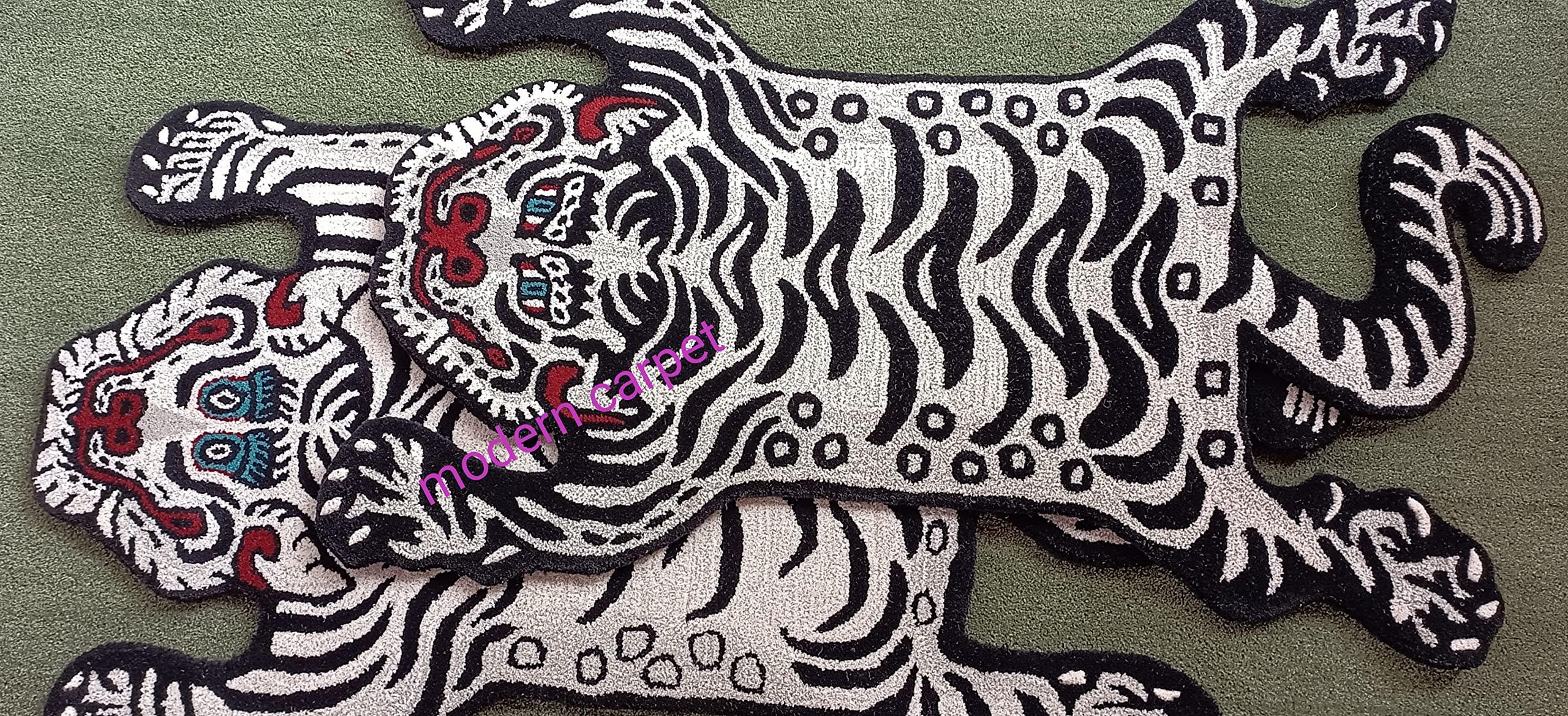 HomeLoft Basics Tiger Rugs 3x5 Ft for Dcor Carpet Handmade Tufted 100% Woolen Tibetan Rugs Animal Carpets for Room & Bedroom by Modern Carpet