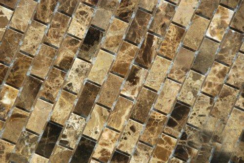 ORACLE Dark Emperador 5/8 X 1 1/4 Polished Marble Baby Brick Mosaic Tile