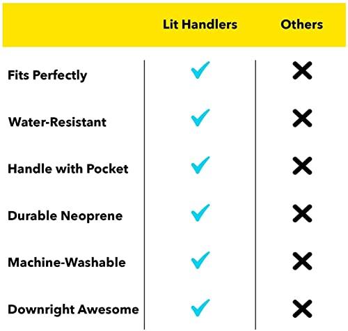 Handlers 16oz Can Cooler Insulated -Lit Handlers Neoprene Fabric Beverage Cooler Sleeve with Handle & Pocket - Water Resistant Soda & Energy Drink Holder - Machine Washable Beer Can Covers (Love a Nurse)