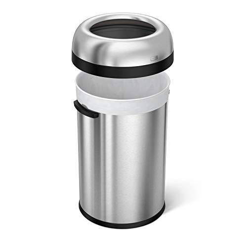simplehuman simplehuman 115 Liter / 30 Gallon Bullet Open Top Trash Can Commercial Grade Heavy Gauge, Brushed Stainless Steel
