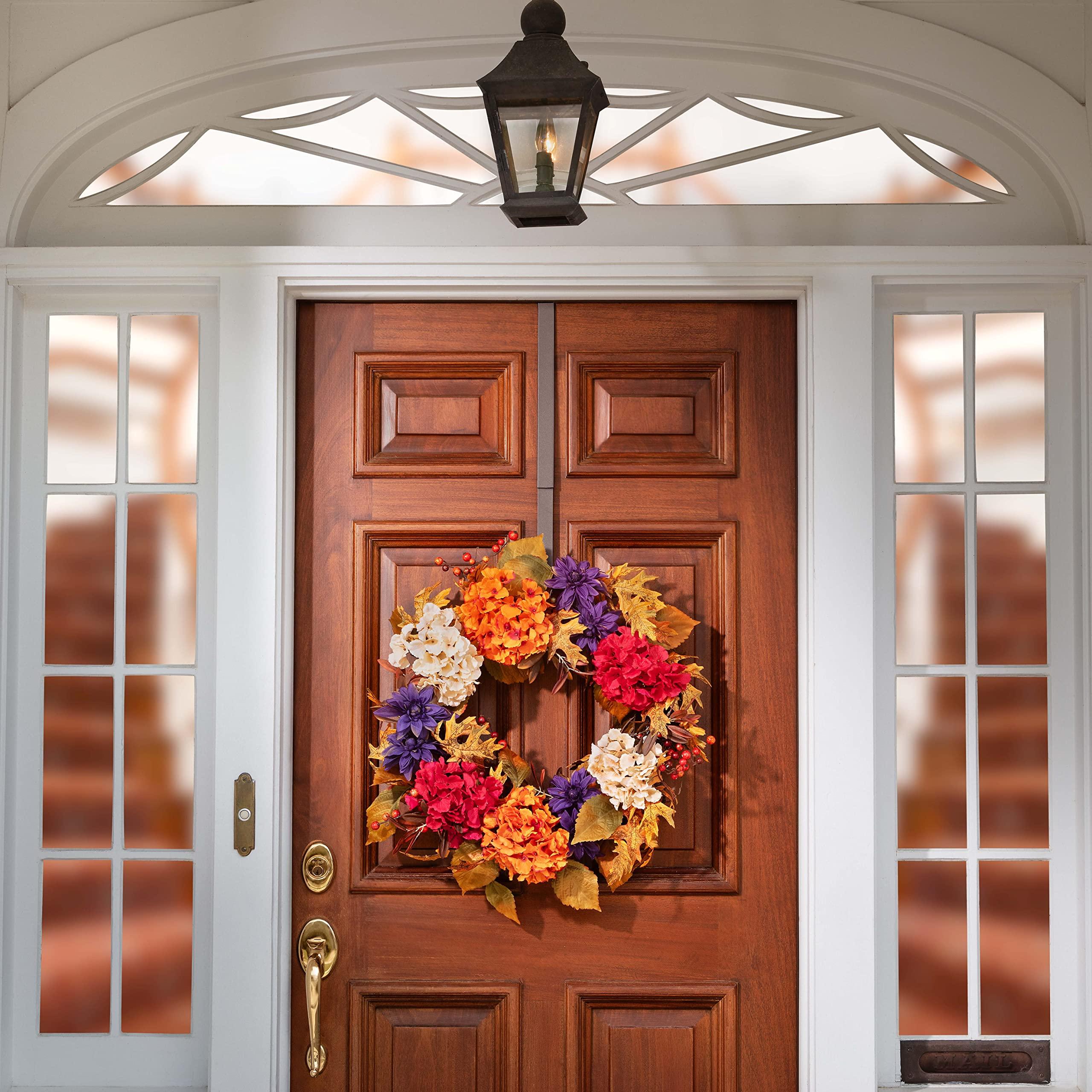 Haute Decor Haute Decor Adapt Adjustable Wreath Hanger, Top & Length Adjustable - Matte Brown - Strong Metal Wreath Holder Hook for Various Door Sizes