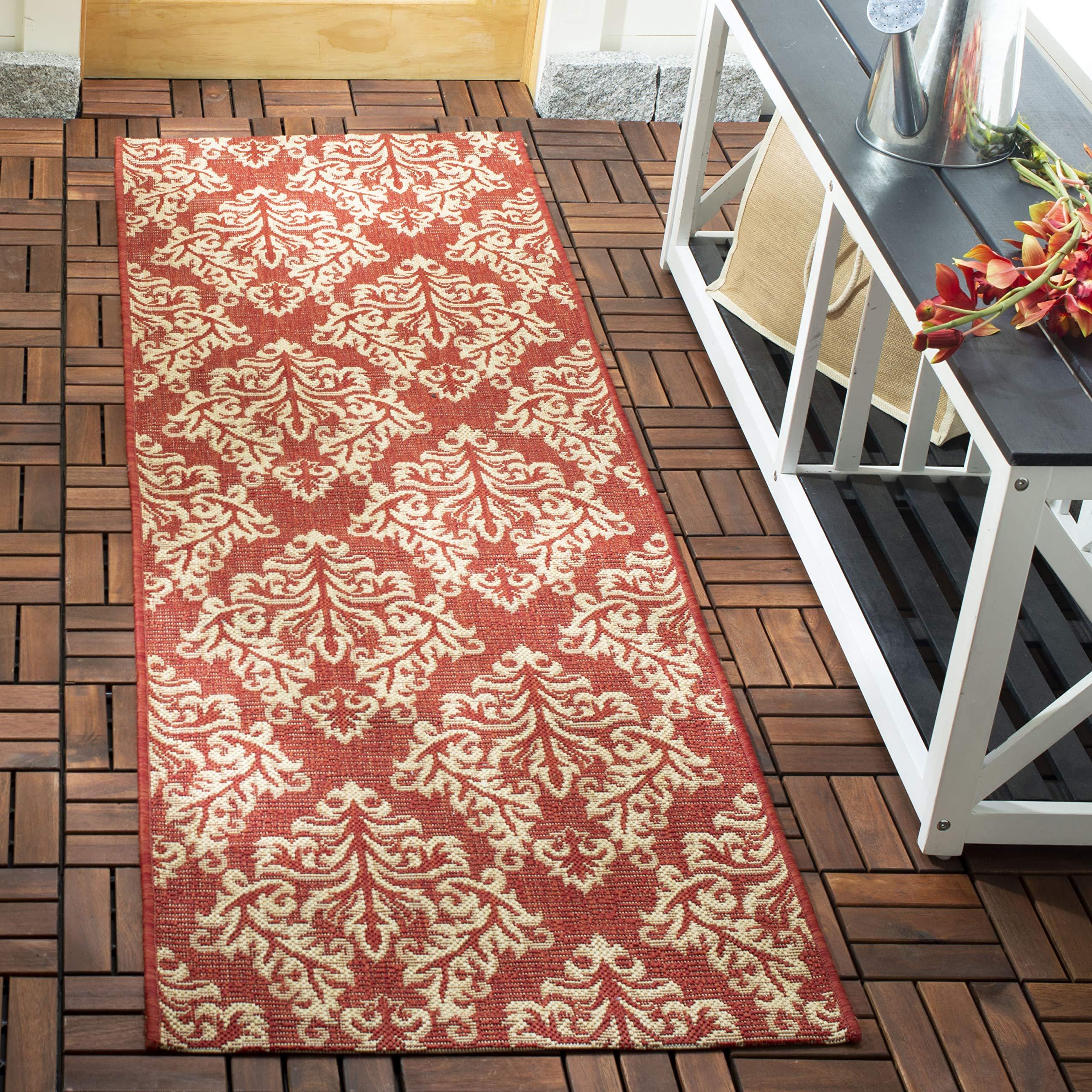 Safavieh SAFAVIEH Courtyard Collection 2'3" x 10' Red/Cream CY6930 Indoor/ Outdoor Waterproof Easy Cleaning Patio Backyard Mudroom Runner Rug