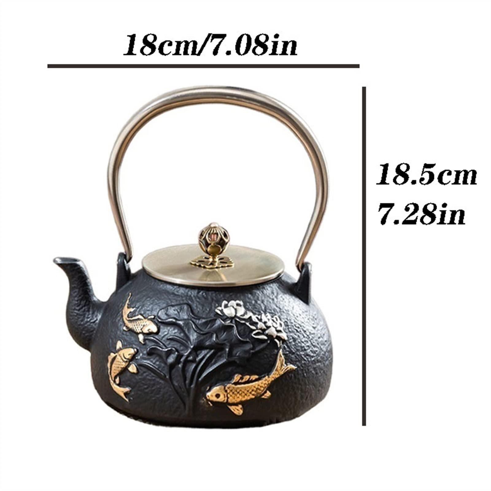 HOMEFC Whistling Kettle Tea Kettle 1L Cast Iron Tea Set Teapot Tea Kettle Household Large Capacity Tea Maker Reheatable Teapot with Handle Teakettle Teapot