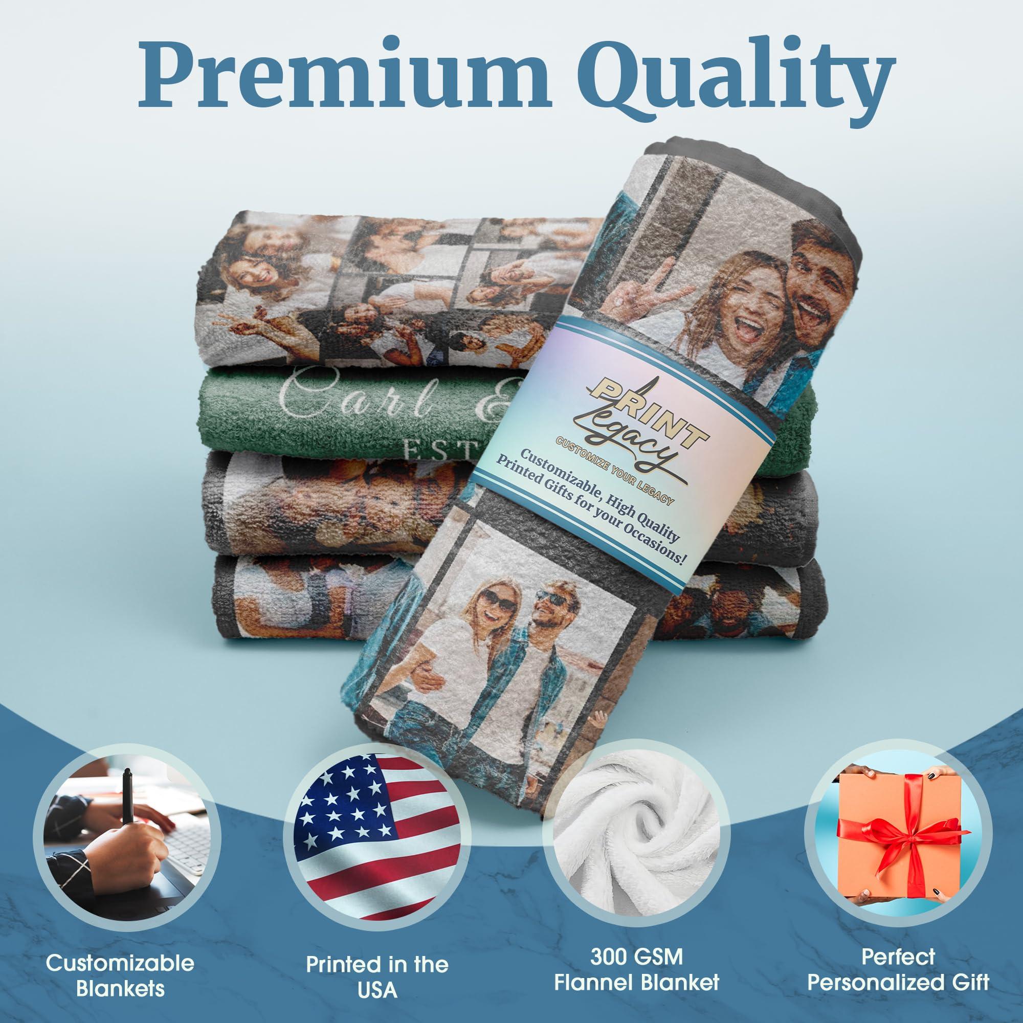 Generic Generic Print Legacy Custom Photo Blanket - Personalized Soft Flannel Throw Blanket - Customizable Picture Blanket for Birthday, Mother\'s Day & More - Printed in USA (Style 12, 60x80)