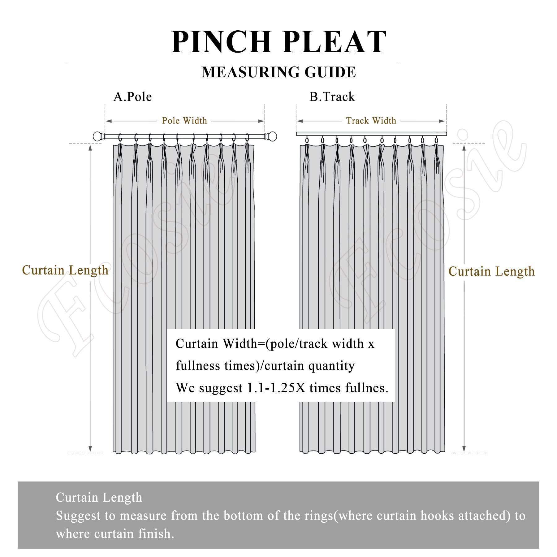 Fcosie Fcosie 50" W x 63" L Pinch Pleated Drapes for Traverse Rod Linen Textured Curtains Room Darkening Curtains for Girls Boys Teen Children Nursery Baby Kids Room, 2 Panels, Navy Blue