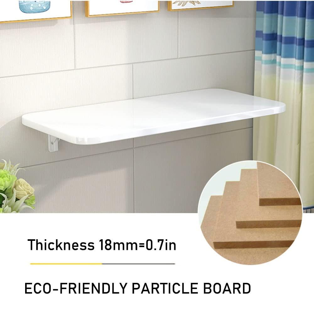 RADAAB RADAAB Wall Mounted Folding Desk and Dining Table for Small Space, Floating Desk, Bright White Finish, Workbench Study Table for Office, Bedroom, Balcony, Home Bar (Size : 120x30cm/47x12in)