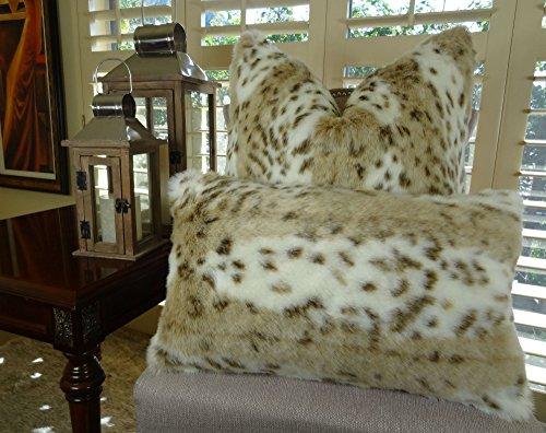 Thomas Collection Thomas Collection Leopard Faux Fur Throw Pillow for Sofa - Leopard Pillow - Taupe White Brown Throw Pillow - Leopard Throw Pillow - Animal Pillow, Made in USA, 17431