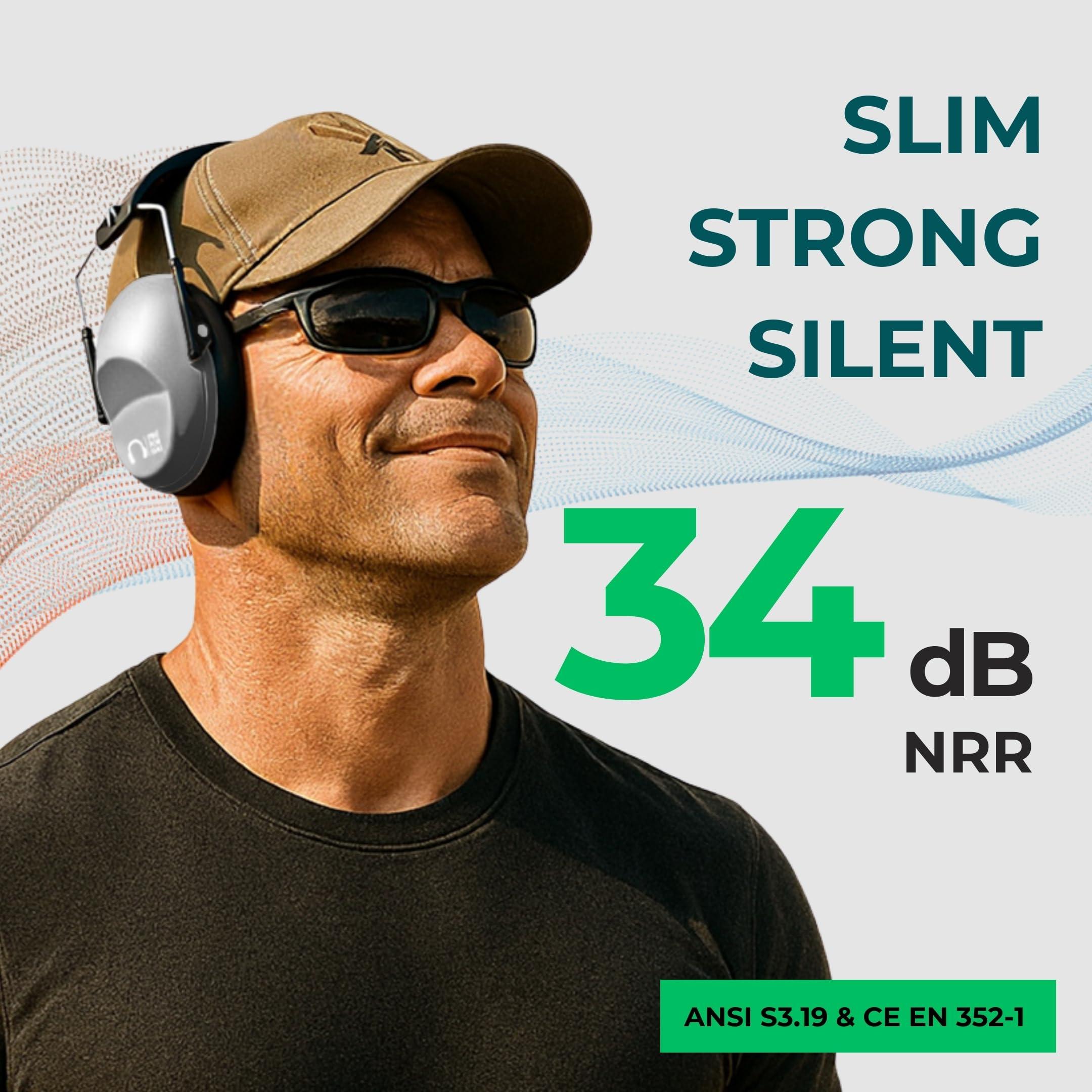 Pro For Sho Pro For Sho 34dB NRR Hearing Protection Ear Muffs - Highest NRR in Compact Design, Noise Cancelling Headphones for Adults and Kids, Sensory Autism Ear Protection for Shooting, Gun Range, Mowing, Work