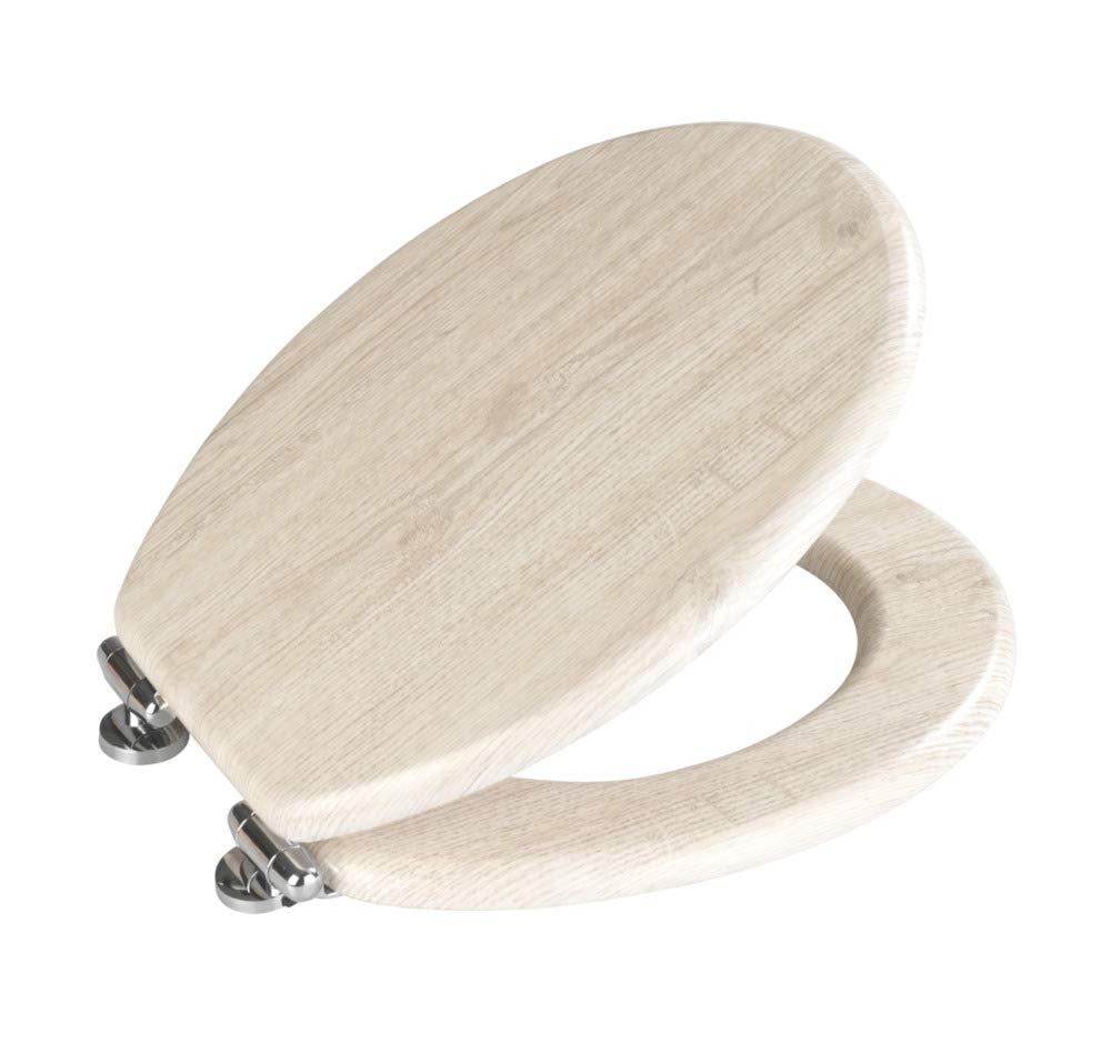 WENKO WENKO Toilet Seat Oak Grey-Soft Closing Mechanism, 37 x 43 x 10 cm