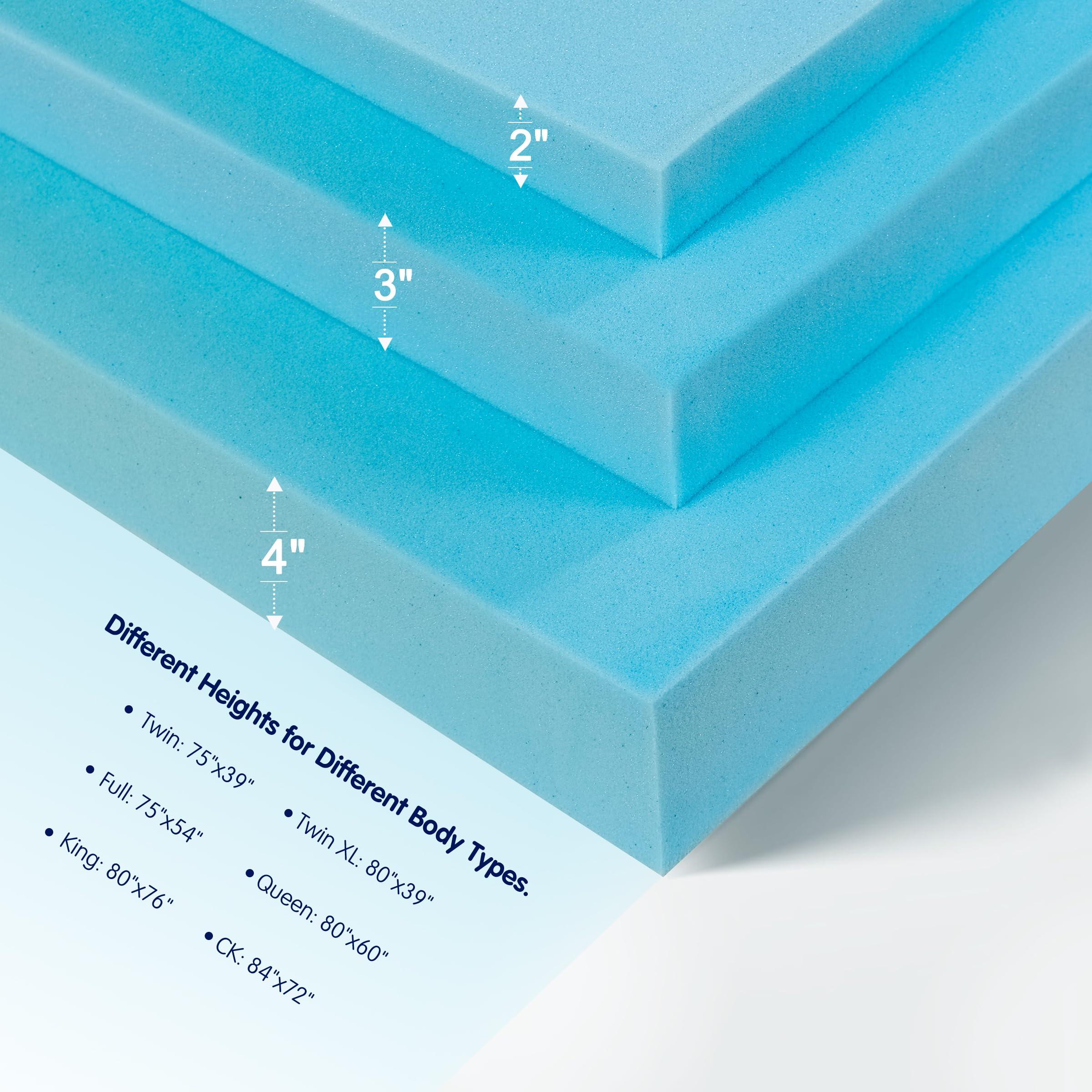 SUBRTEX Subrtex Mattress Topper, Memory Foam Mattress Topper, Gel-Infused Memory Foam Topper for Side Stomach Sleepers, Breathable Bed Toppers (4 Inch, King)