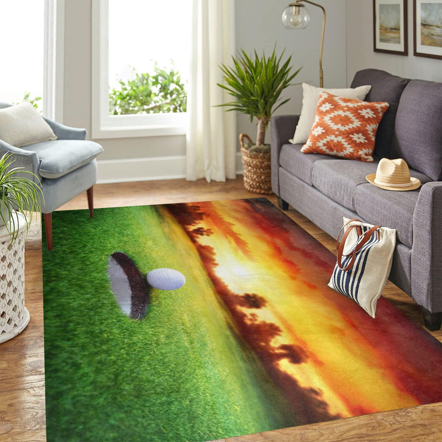 Oueoty Oueoty Sunset Sport Golf Ball Area Rug Rugs for Living Room Bedroom 4x5ft/48x60in/120x150cm
