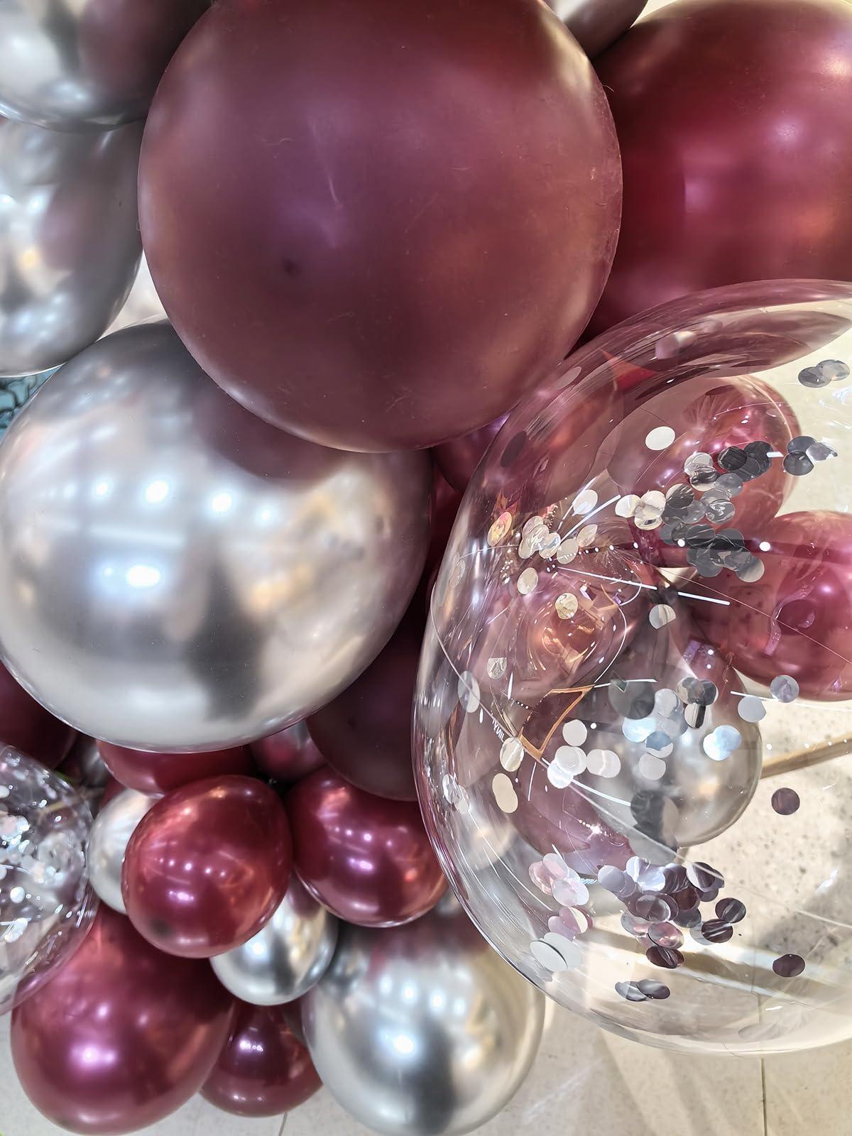 Qian\'s Party Graduation Party Decorations Maroon Black 2024/Burgundy Black Graduation Decorations Class of 2024/Burgundy Black Balloons/114Pcs Burgundy Silver Black Balloon Birthday Wedding/Maroon Black Birthday