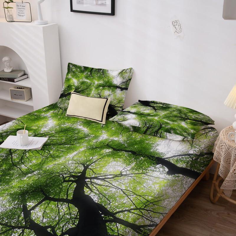 zcsm zcsm Forest Sheets California King Sheet Sets - Landscape Bedding Sheets & Pillowcases - Luxurious 100% Microfiber, High Thread Count Print, Flat Sheet & Deep Pocket Fitted Sheet & 2 Pillowcases