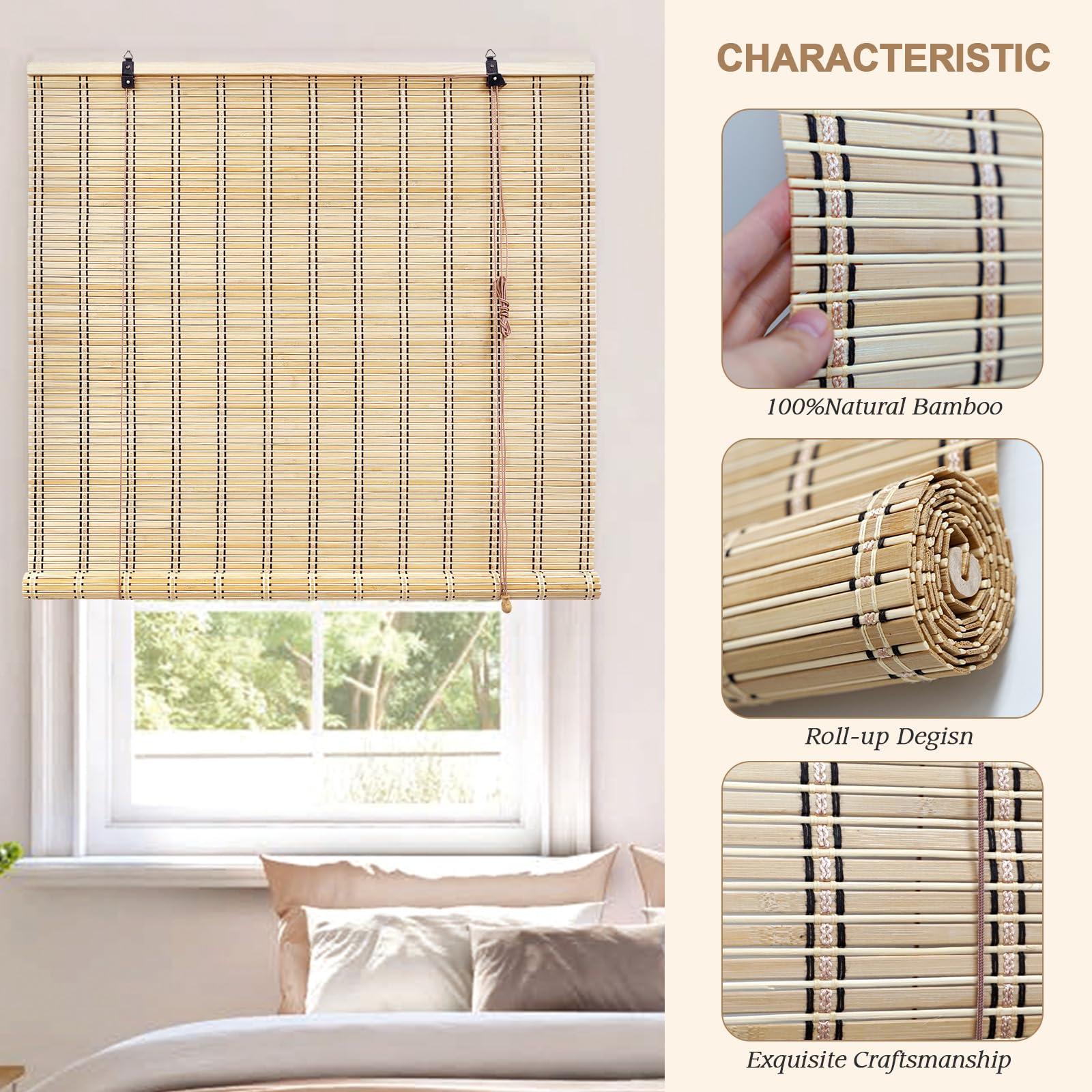 ORNDSDM ORNDSDM Custom Bamboo Blinds - Indoor & Outdoor Shades for Windows, Patio, Balcony & Courtyard