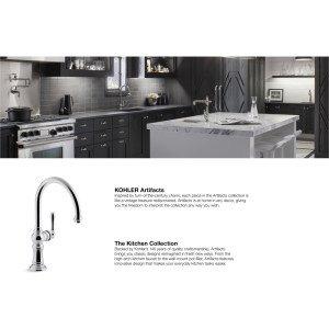 Kohler Kohler K-99263-VS Artifacts Single-Hole Kitchen Sink Faucet with 14-11/16-Inch Swing Spout and Arc Spout Design, Vibrant Stainless