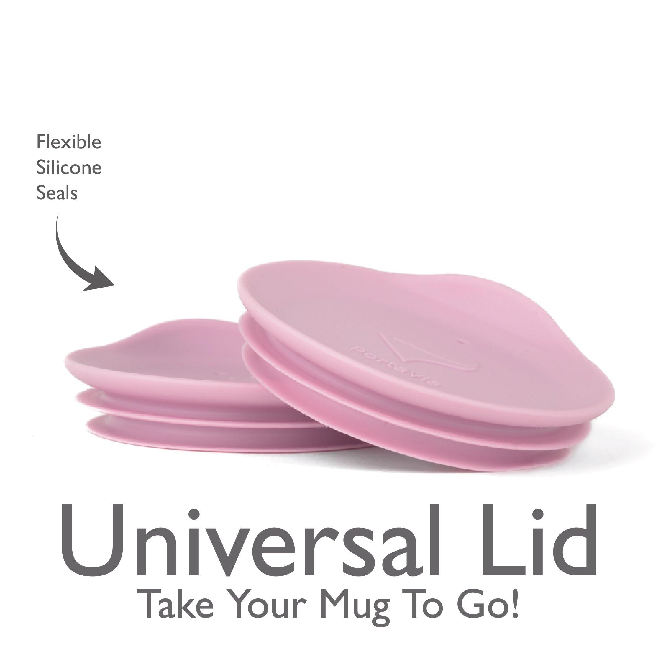 Porta Via Porta Via Reusable Coffee Cup Silicone Lid Fits Most Tumbler, Water Bottle, & Ceramic Coffee Mug Between 2.6\" - 3\" Dishwasher-Safe Ceramic Travel Mug Lid Keeps Hot Cups Hot (Small - Purple)