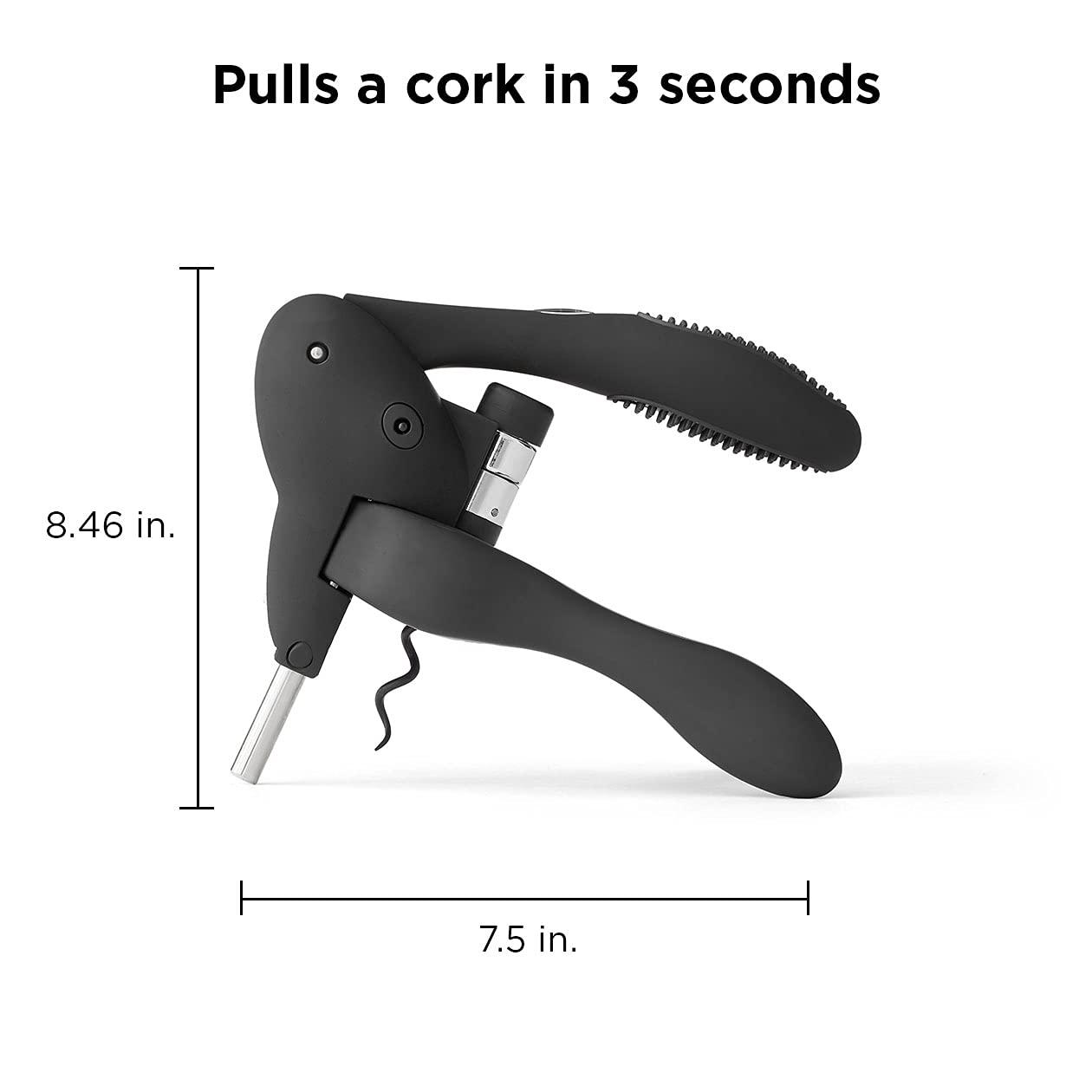 Rabbit Rabbit W6004N Original Lever Corkscrew Wine Opener with Foil Cutter and Extra Spiral (Black)