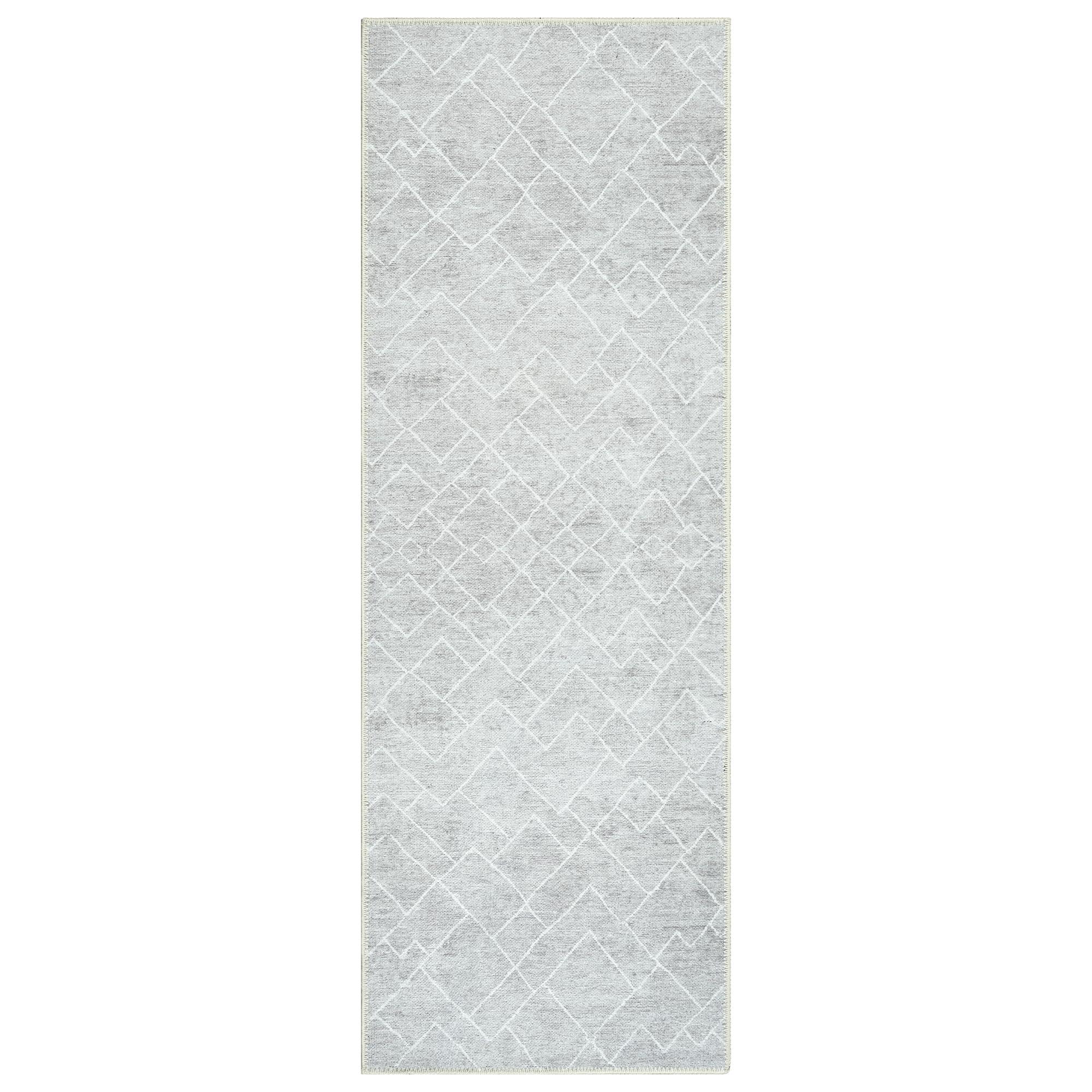 Bloom Rugs Bloom Rugs Washable Non-Slip 12 ft Runner - Gray/Pebble Striped Runner for Entryway, Hallway, Bathroom, and Kitchen - Exact Size: 2.5' x 12'