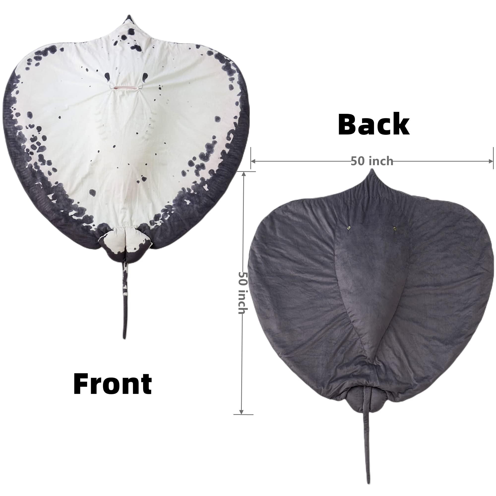 Furvana Manta Ray Stuffed Animal Stingray Blanket 50\" x 50\" Wearable Blanket, Manta Ray Plush Stuffed Stingray, Soft Cozy Ray Throw Cloak Wrap Gifts for Women Adults and Kids Christmas
