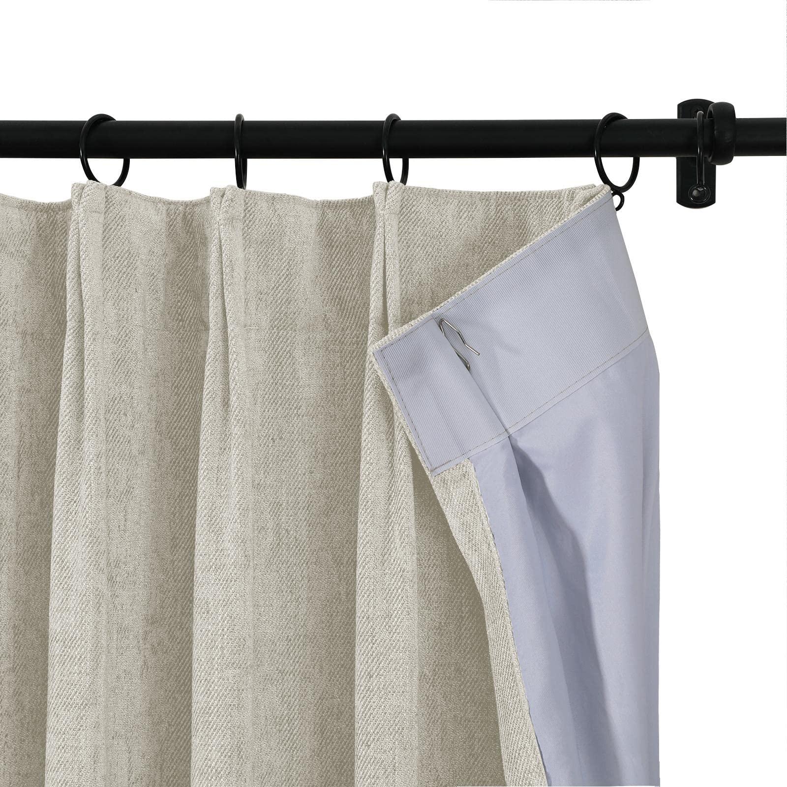 ChadMade ChadMade Chenille Curtain 84 Inches Long Room Darkening Curtain Thermal Insulate Window Treatment Double Pleated Header Draprey, Warm White 50W x 84L, 1 Panel, Tino Collection