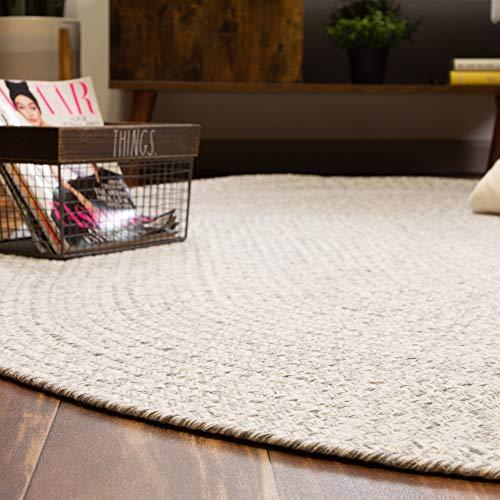 Super Area Rugs Super Area Rugs Farmhouse Braided Rug Cotton Kitchen Reversible Carpet, Gray & White, 6' Round