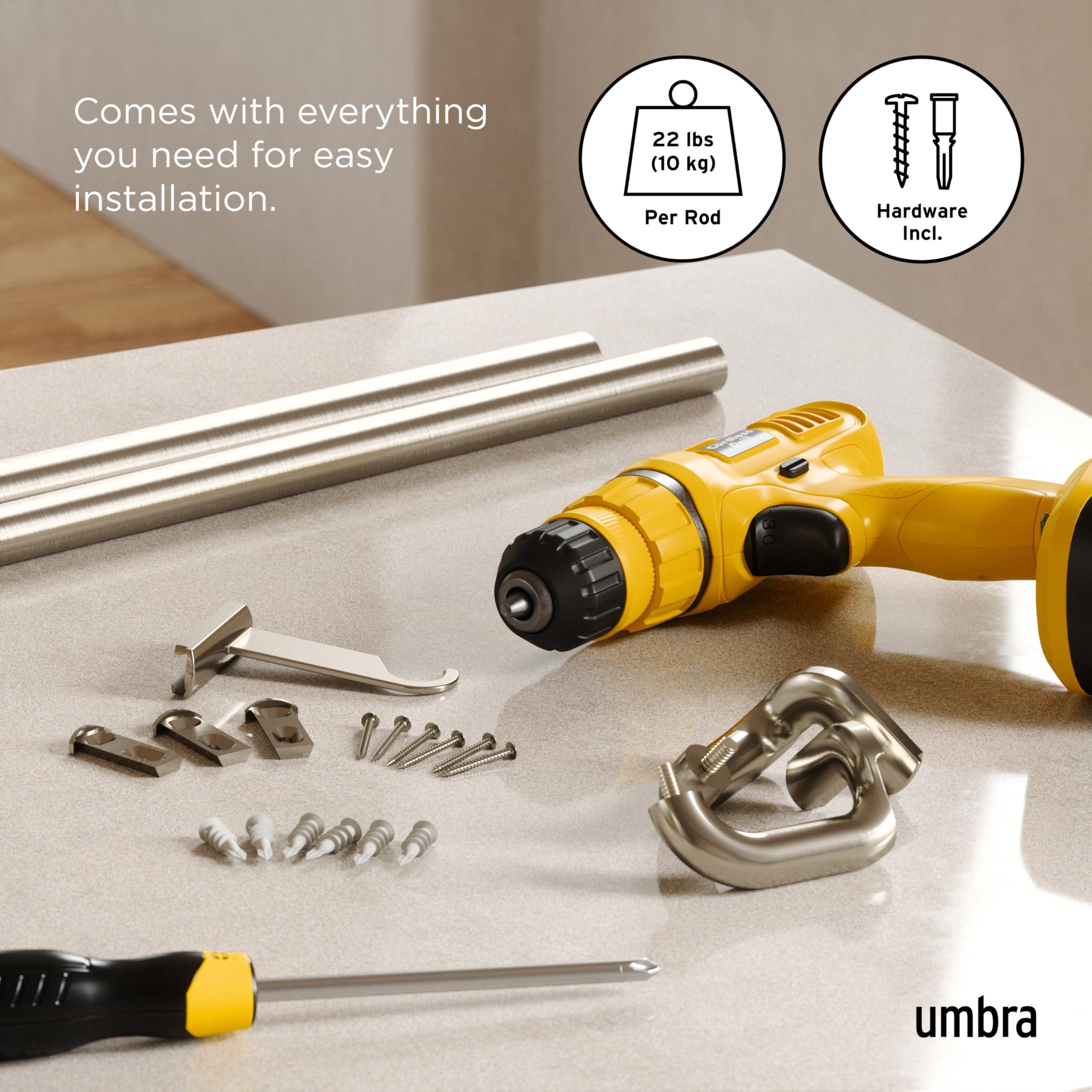 Umbra Umbra Twilight Room Darkening Wrap Around Perfect for Blackout, Telescoping Curtain Rod, 48 to 88-inches, Brass