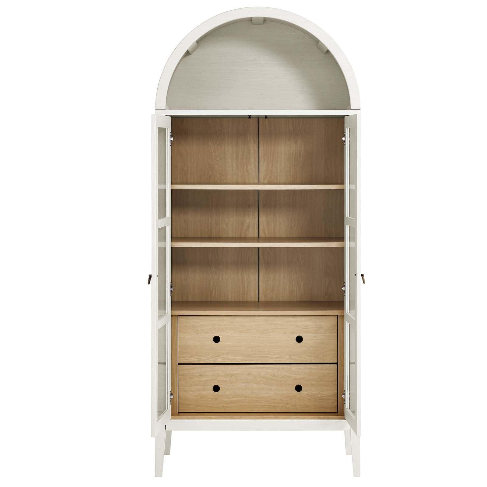 Modway Modway EEI-6639-WHI-OAK Nolan Tall Arched Storage Display Cabinet, White Oak