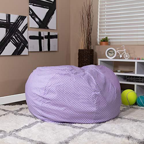Flash Furniture Flash Furniture Duncan Oversized Bean Bag Chair for Kids and Adults, Foam-Filled Beanbag Chair with Machine Washable Cover, Lavender Polka Dot