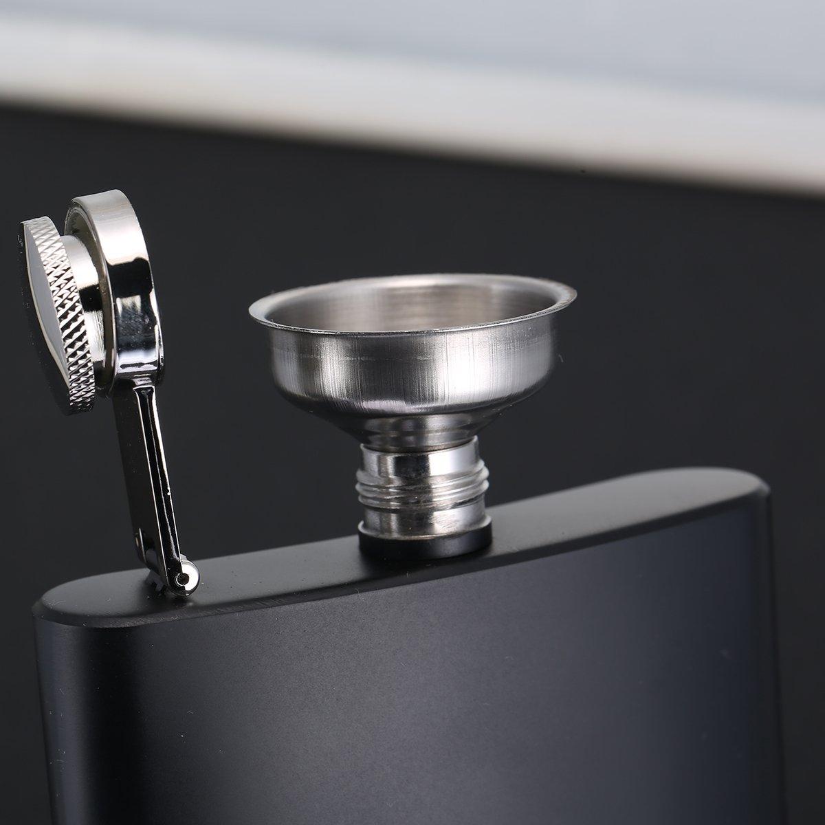 TOX TANEAXON TOX TANEAXON 12 oz Matte Black Pocket Liquor Whiskey Hip Flask with Funnel and Box - Stainless Steel and Leak Proof