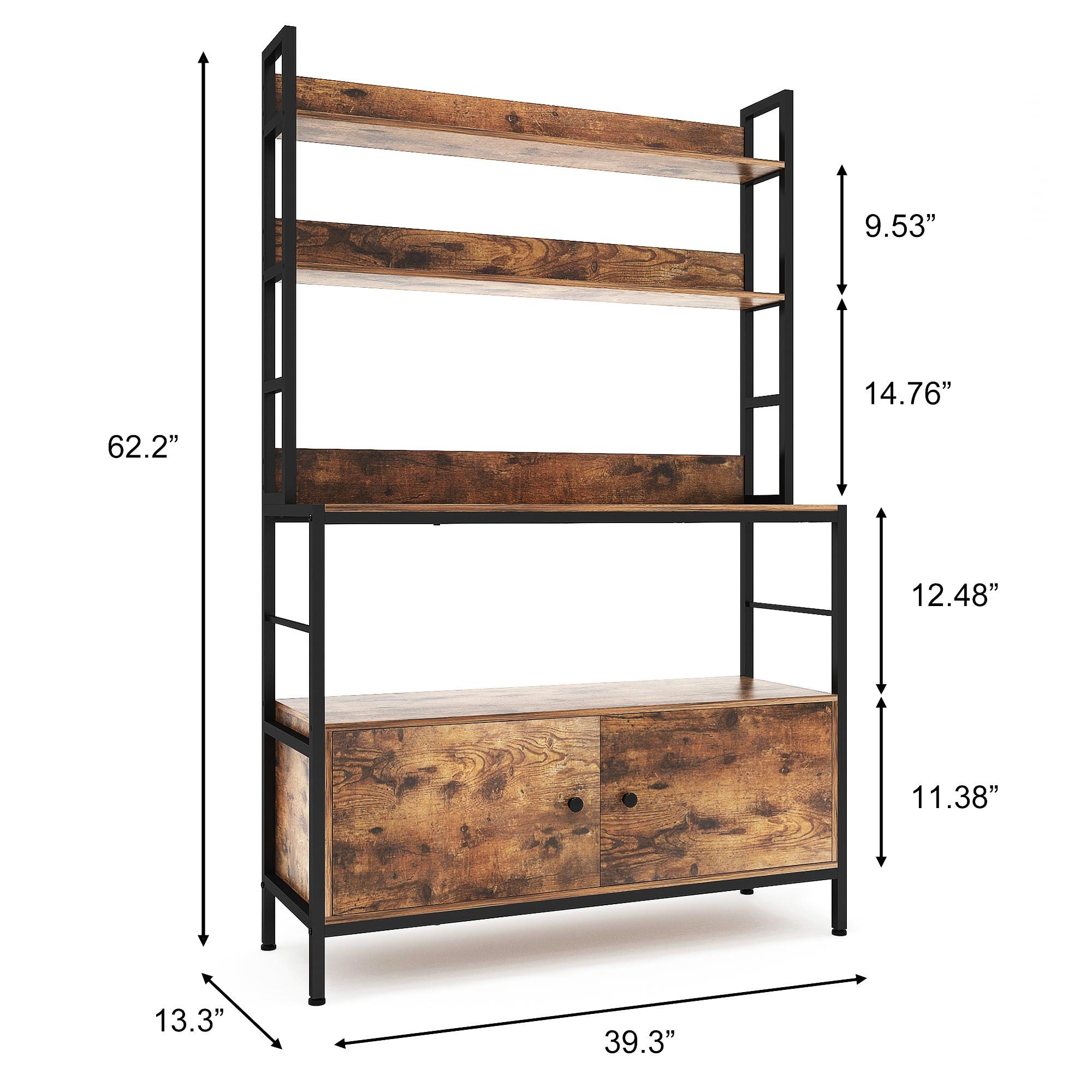 NAIYUFA NAIYUFA 5-Tier Kitchen Bakers Rack with Storage,Industrial Microwave Oven Stand,Kitchen Utility Storage Shelf,Free Standing Kitchen Utility Cart Storage Shelf Organizer with Hooks