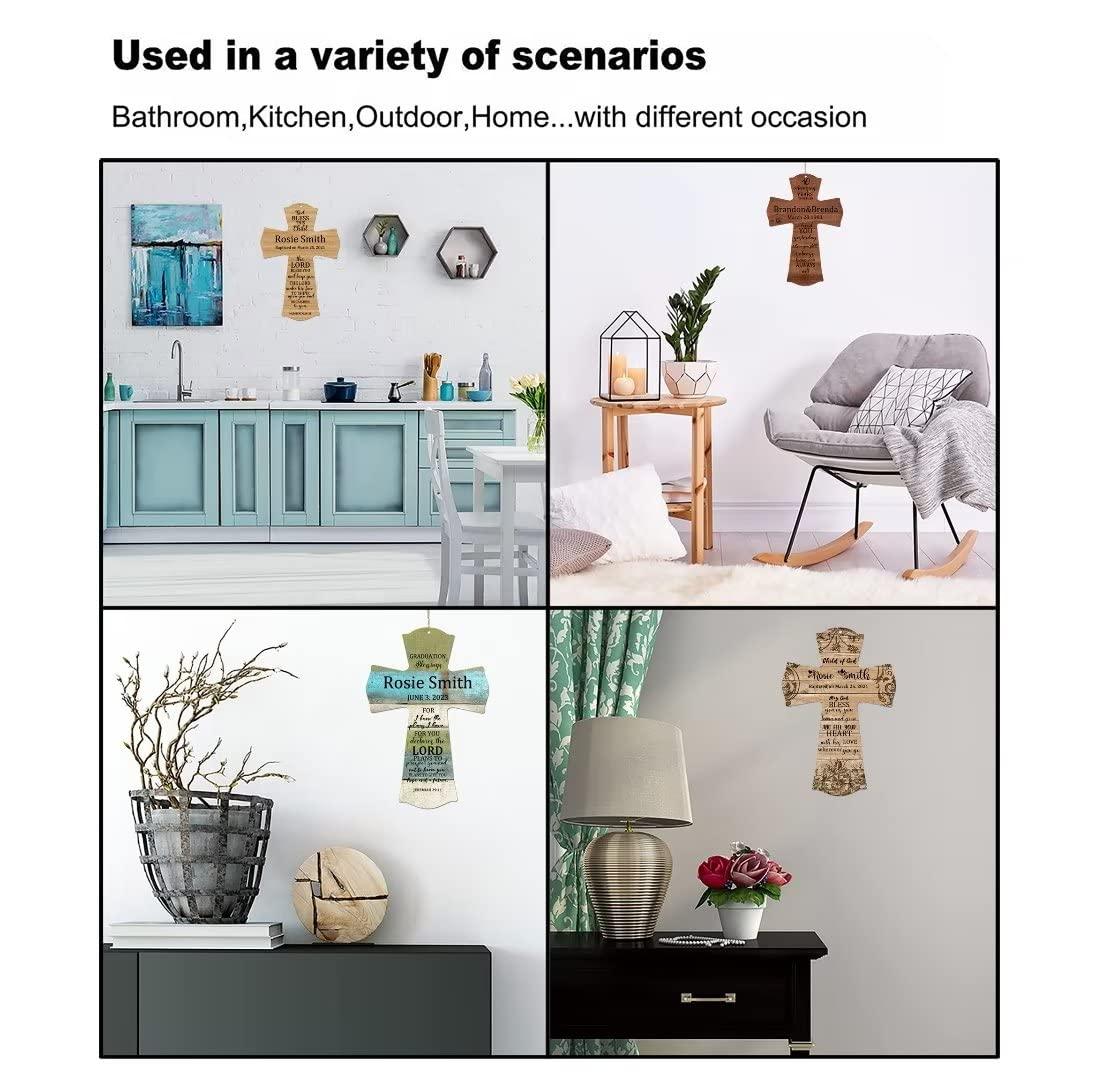 CALUOHO CALUOHO Mexican Talavera Ceramic Crucifix Wall Cross,Hand Painted Floral Hanging Wood Cross Wall Art Home Decor Wooden Cross Craft Gift 5x7 inch