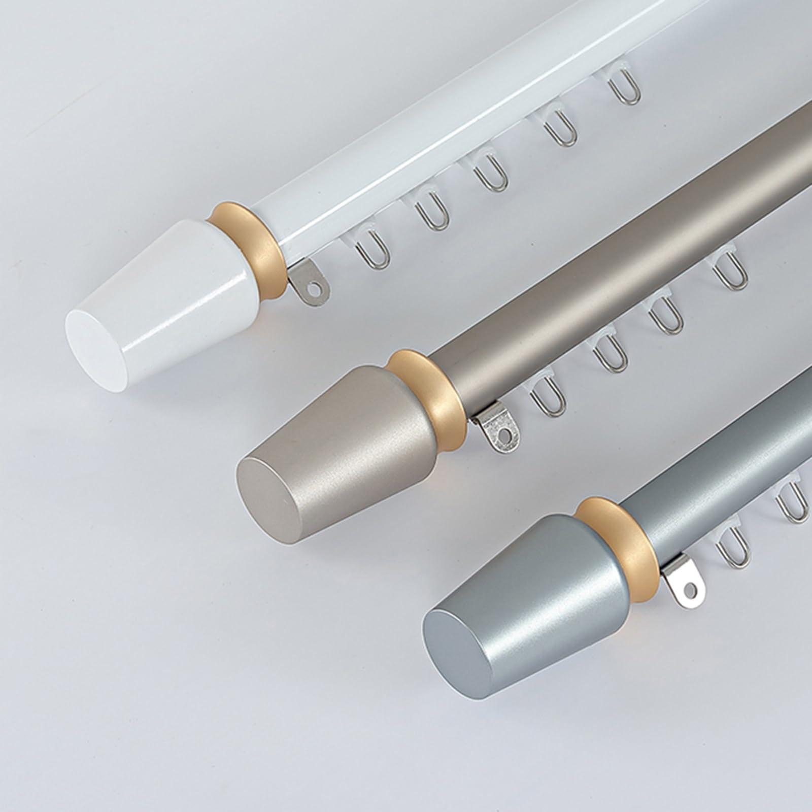 WDJBPSH 5ft 6ft 7ft 8ft 9ft 10ft 11ft 12ft Long Straight Rail Curtain Rod for Room Divider, White Champagne Grey Sliding Curtain Track for Patio/Bay Window/Camper/Bedroom/Gazebo/Office, Wall Mount (Color