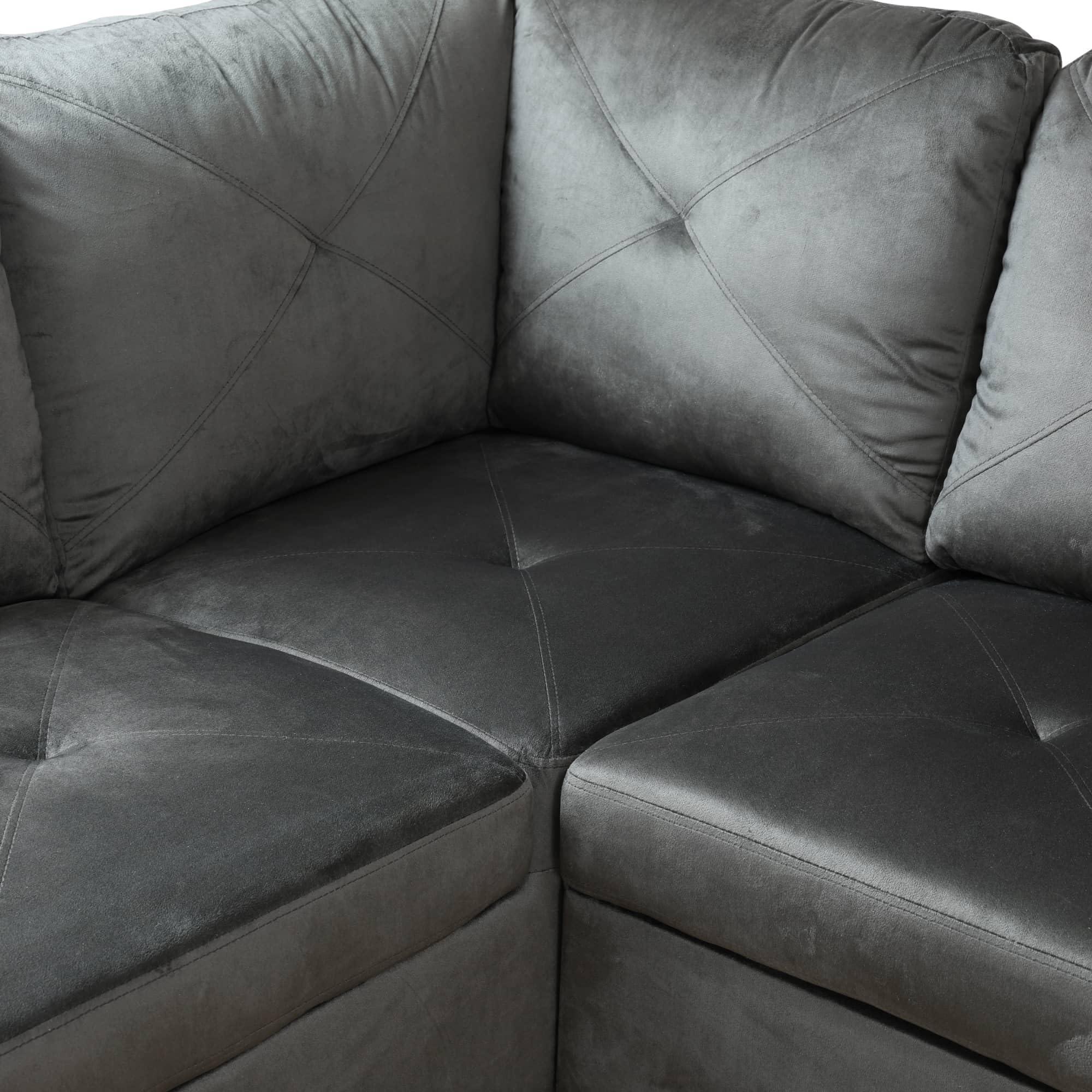 LOPOO LOPOO 3 Piece L-Shaped Sectional Sofa with 66.5'' Left Chaise Lounge, Storage Ottoman & Throw Pillows, 97'' Living Room Set, 5 Seat Upholstered Modular Sectional Couch for Apartment Grey Flannel