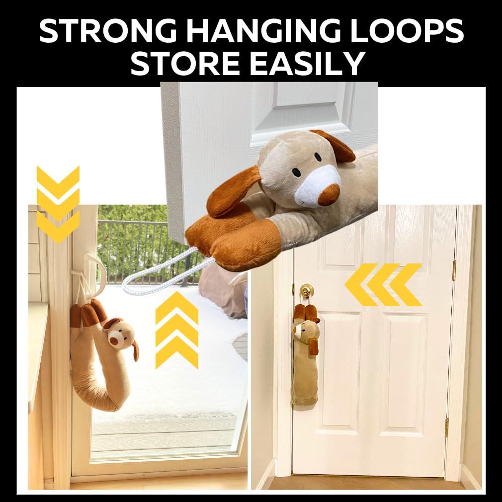 Evelots Evelots Under Door Dog Draft Stopper - Weighted - Keep Cold Air, Warm Air Out - Odor, Noise, Dust, Wind Blocker - Great for Window - Full 38 Inch Long - Heavy Duty Cute Puppy - Hanging Loops