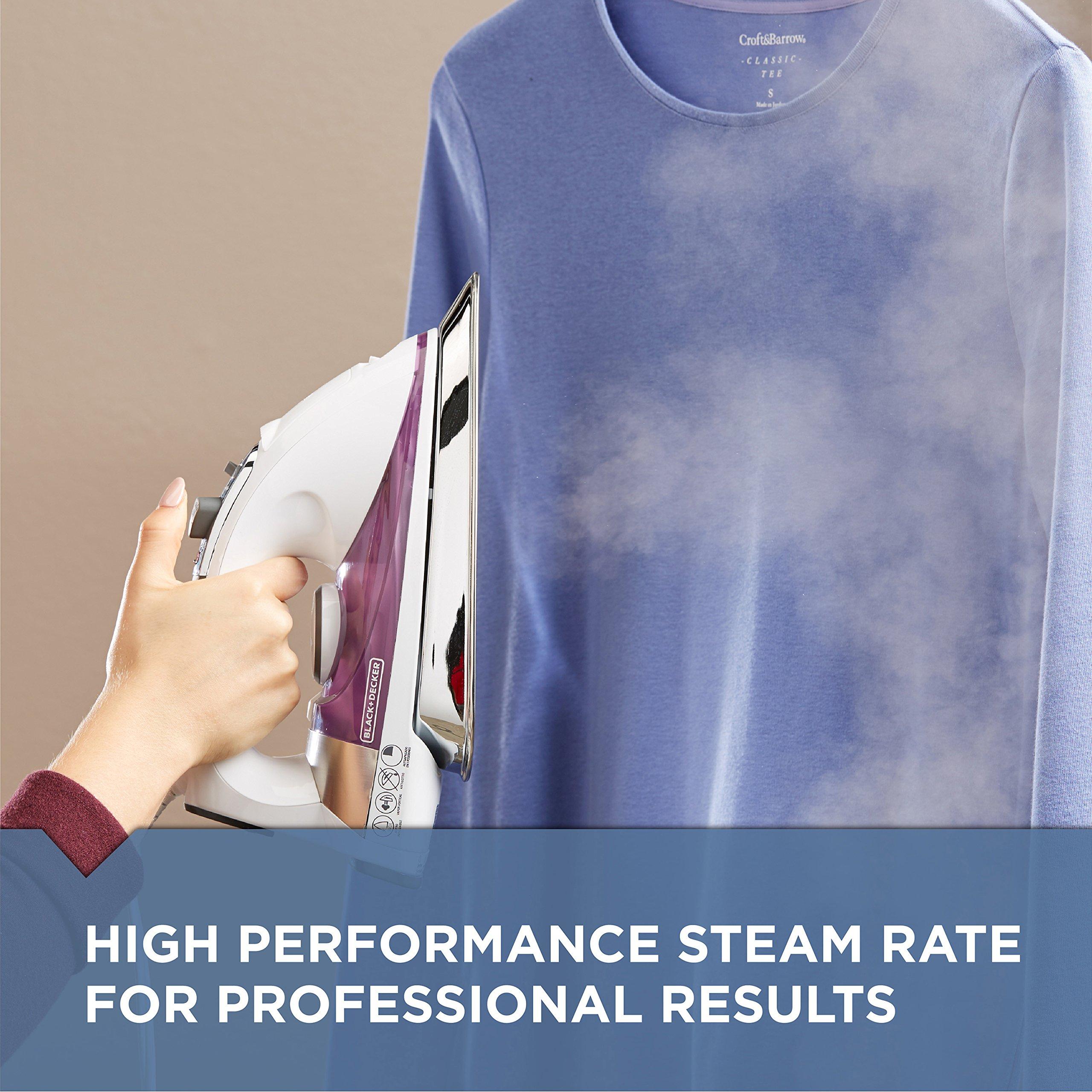 BLACK+DECKER BLACK+DECKER IR1350S Professional Steam Iron with Stainless Steel Soleplate and Extra-Long Cord, Purple