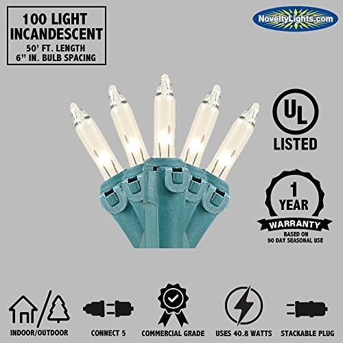 Novelty Lights Novelty Lights 100 Light Red/White/Blue Christmas Mini String Light Set, Green Wire, Indoor/Outdoor UL Listed, 50' Long