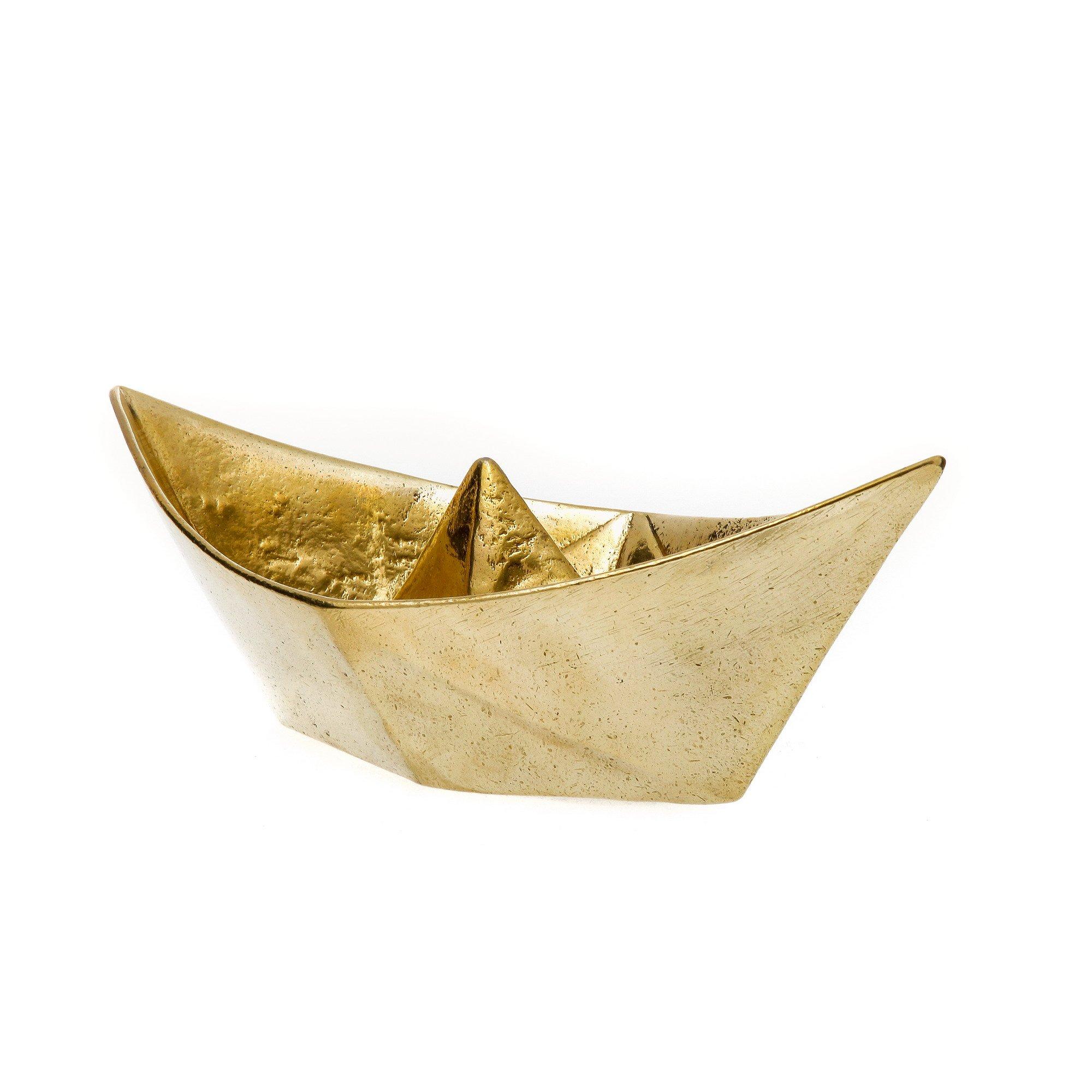 EliteCrafters Handmade Solid Brass Metal, Boat Decorative Ornament, Extra Large Size - Length 24cm (9.4\")