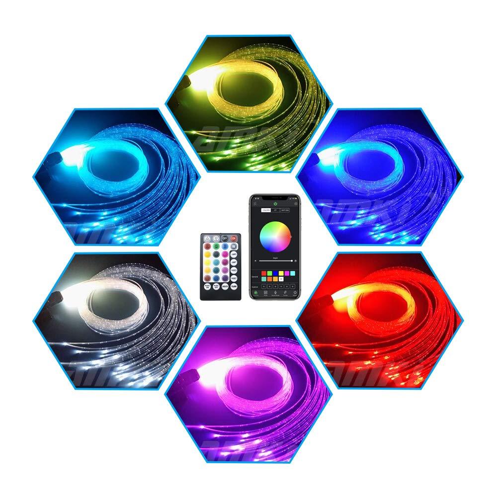 AMKI AMKI 16W RGBW Fiber Optic Curtain Light Kit, 300 Strands Flash Point Waterfall Curtain Lights Kit with Sound Smart App Control 0.04in/1mm 6.5ft/2m Fiber Optic Cable for Home Window Decor