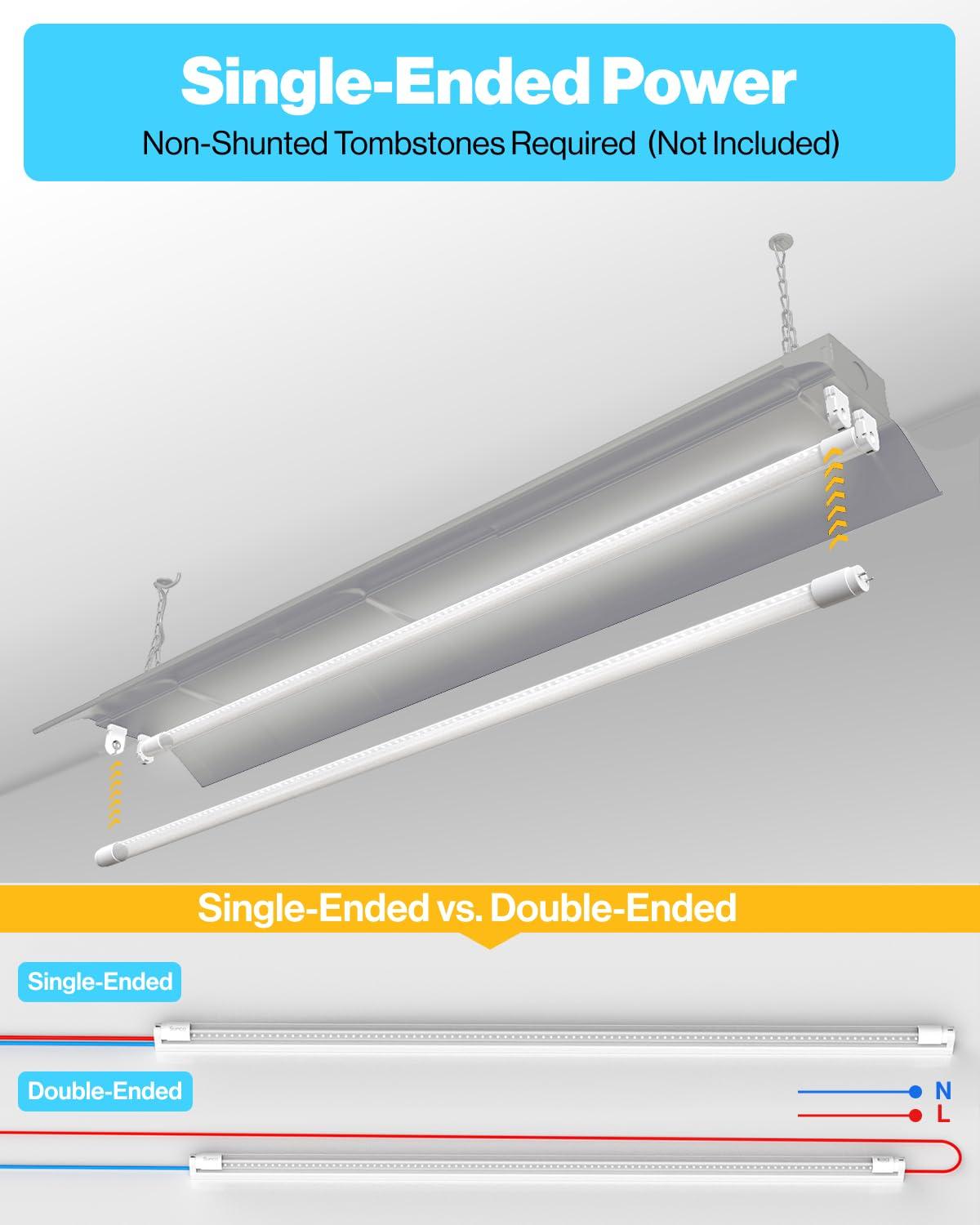 Sunco Lighting Sunco 50 Pack T8 LED Tubes 4FT Fluorescent Replacement, 48 Inch, 18W, 2200LM, 5000K Daylight, Single Ended Power, Clear Lens UL