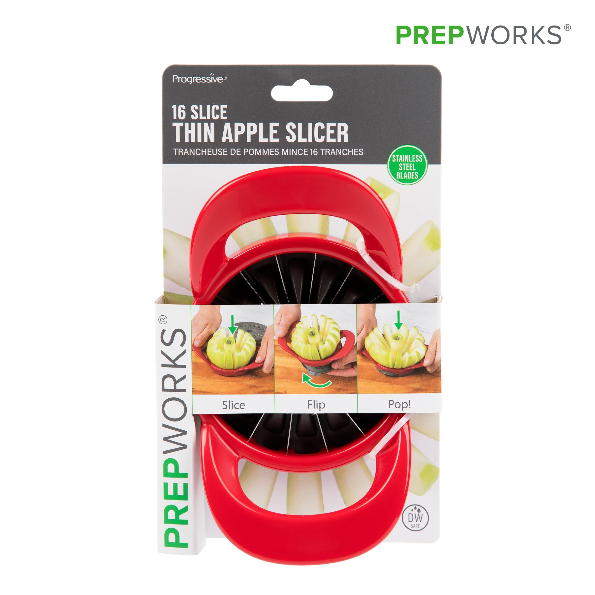 Progressive International PrepWorks by Progressive Dishwasher Safe 16-Slice Thin Apple Slicer and Corer with Attached Safety Cover