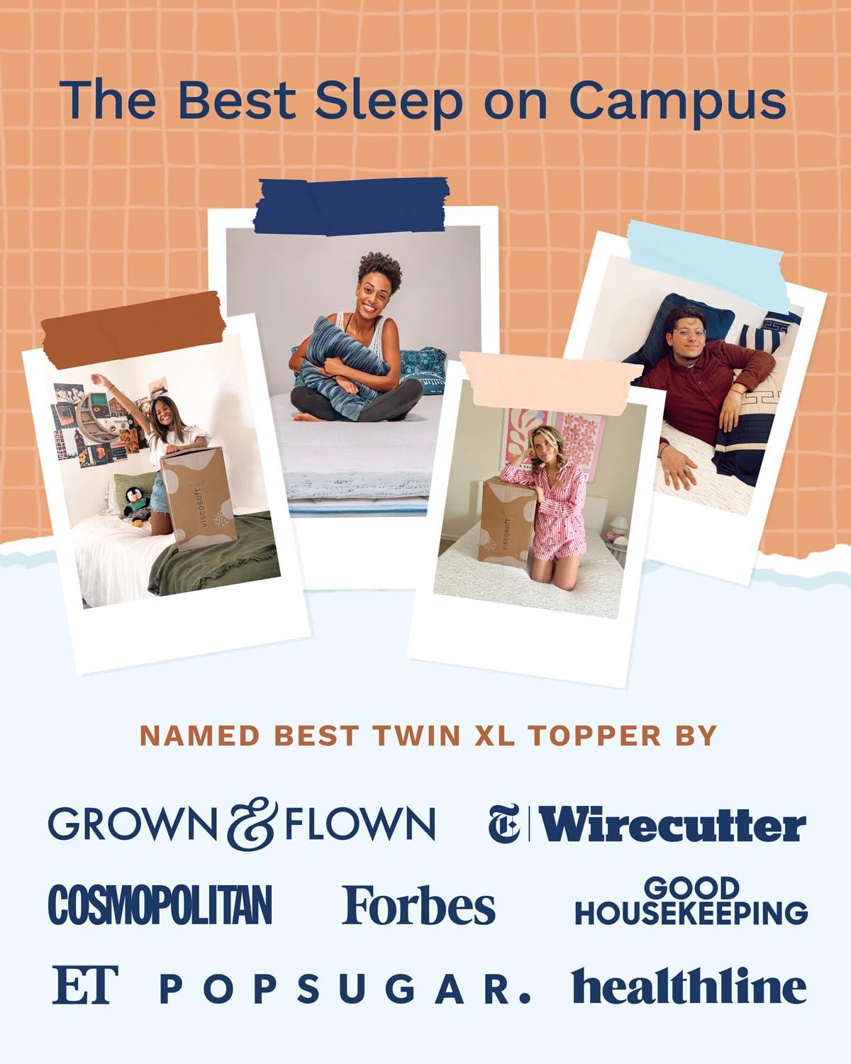 ViscoSoft ViscoSoft 4 Inch Memory Foam Mattress Topper Twin XL - Select High Density Extra Long Ventilated Mattress Pad - Removable Bamboo-Rayon Cover