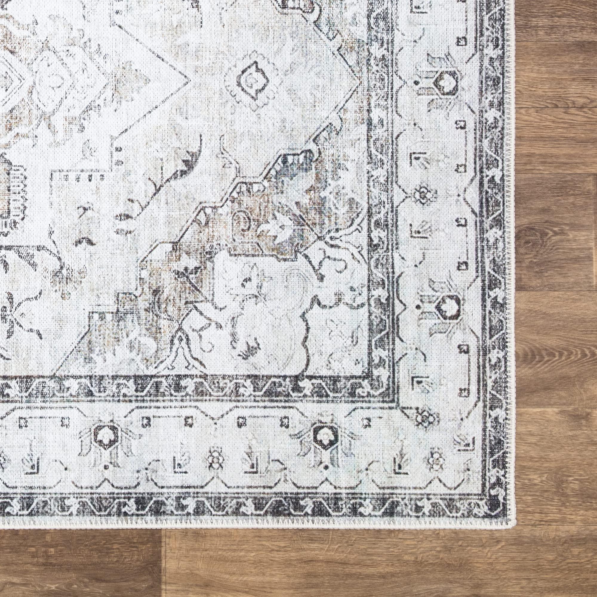 Bloom Rugs Bloom Rugs Washable Non-Slip 5' x 7' Rug - Brown/Beige/Charcoal Traditional Area Rug for Living Room, Bedroom, Dining Room, and Kitchen - Exact Size: 5' x 7'