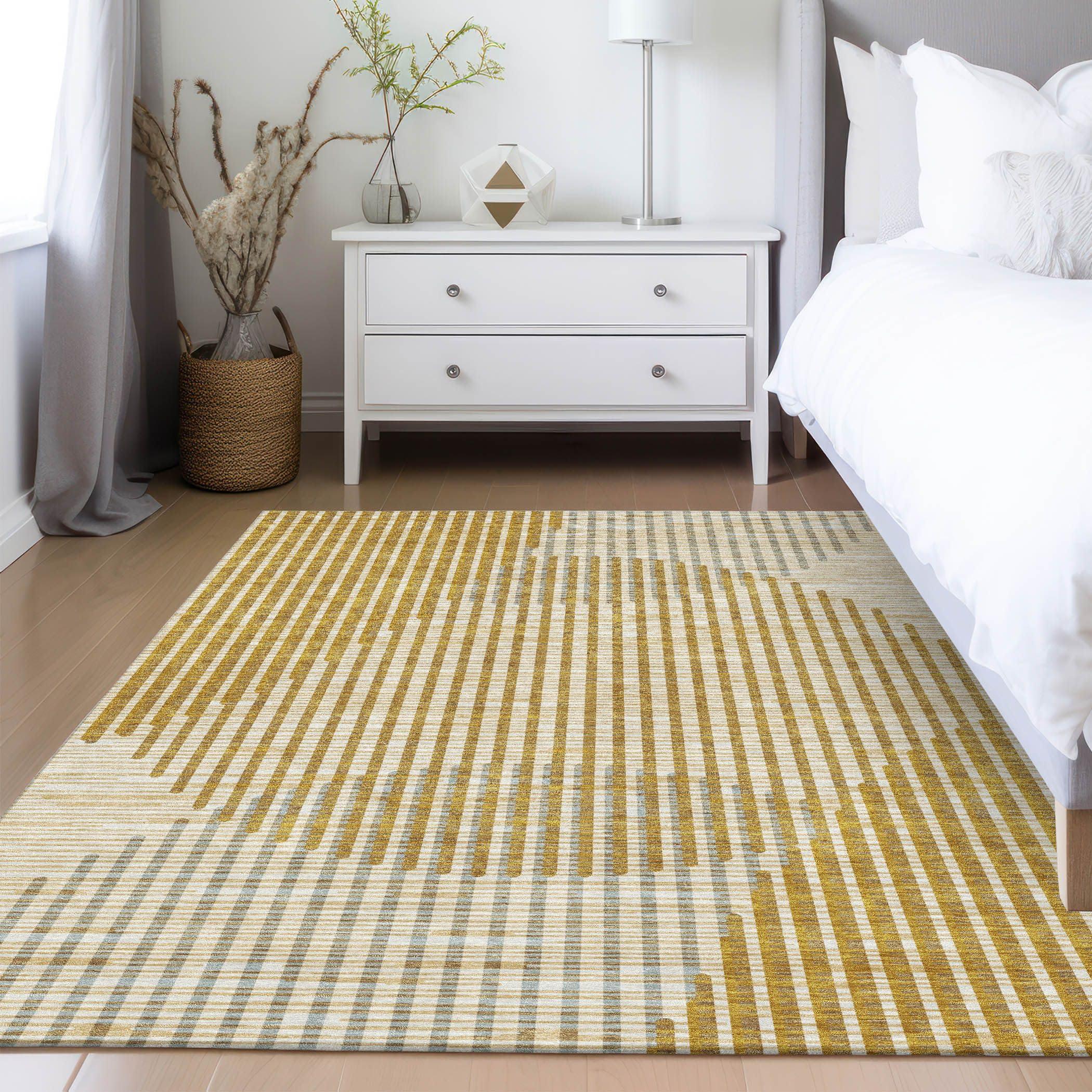 Addison Rugs Addison Rugs Chantille ACN1001 Gold 2'6" x 3'10" Indoor Outdoor Area Rug, Easy Clean, Machine Washable, Non Shedding, Bedroom, Entry, Living Room, Dining Room, Kitchen, Patio Rug