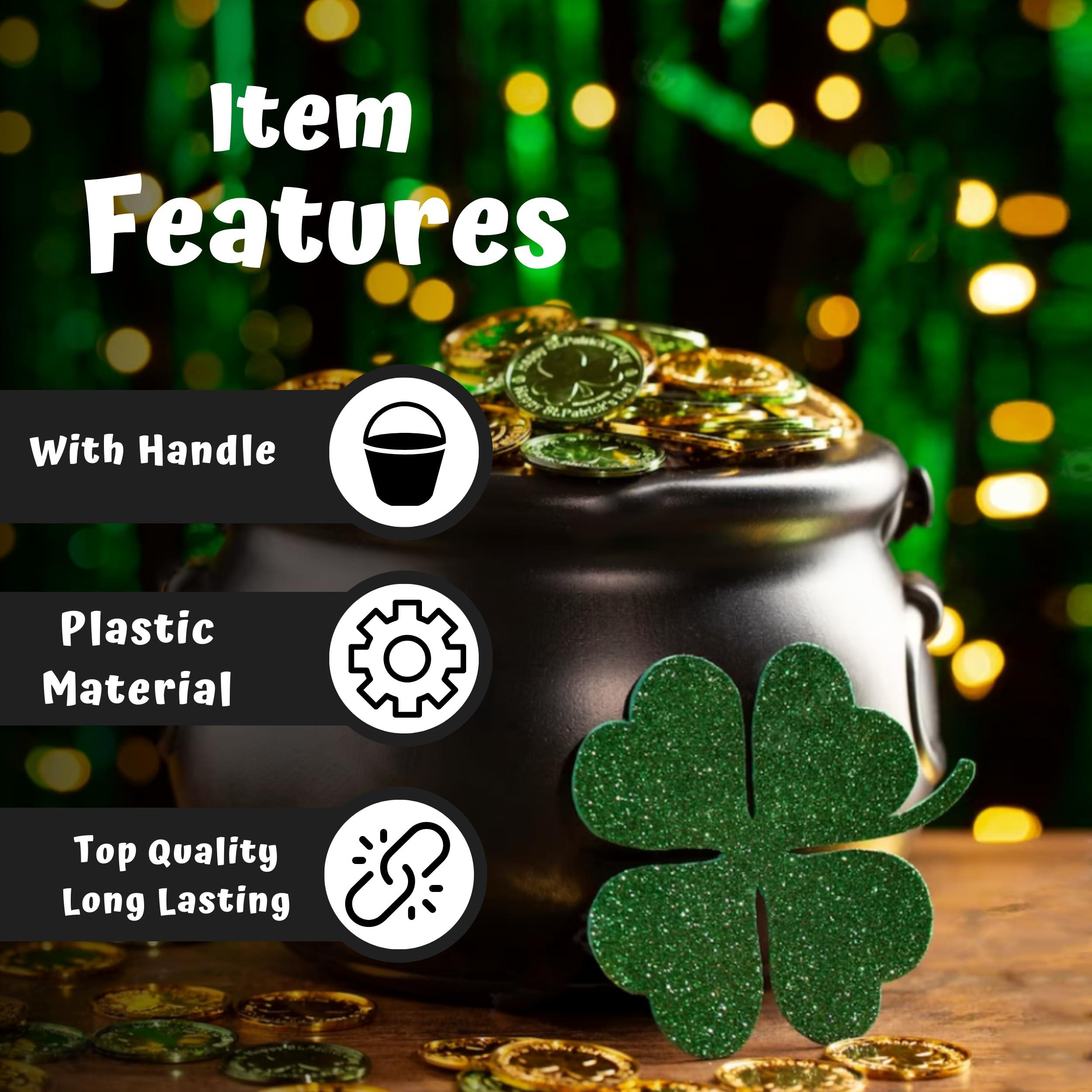 4E\'s Novelty 4E\'s Novelty Black Plastic Cauldrons Bulk - 12 Mini & 1 Large 7.4\" Perfect Halloween Black Cauldron, Cauldron Halloween Candy Bucket, Halloween Mini Cauldron, Trick or Treat Halloween Cauldron Bucket