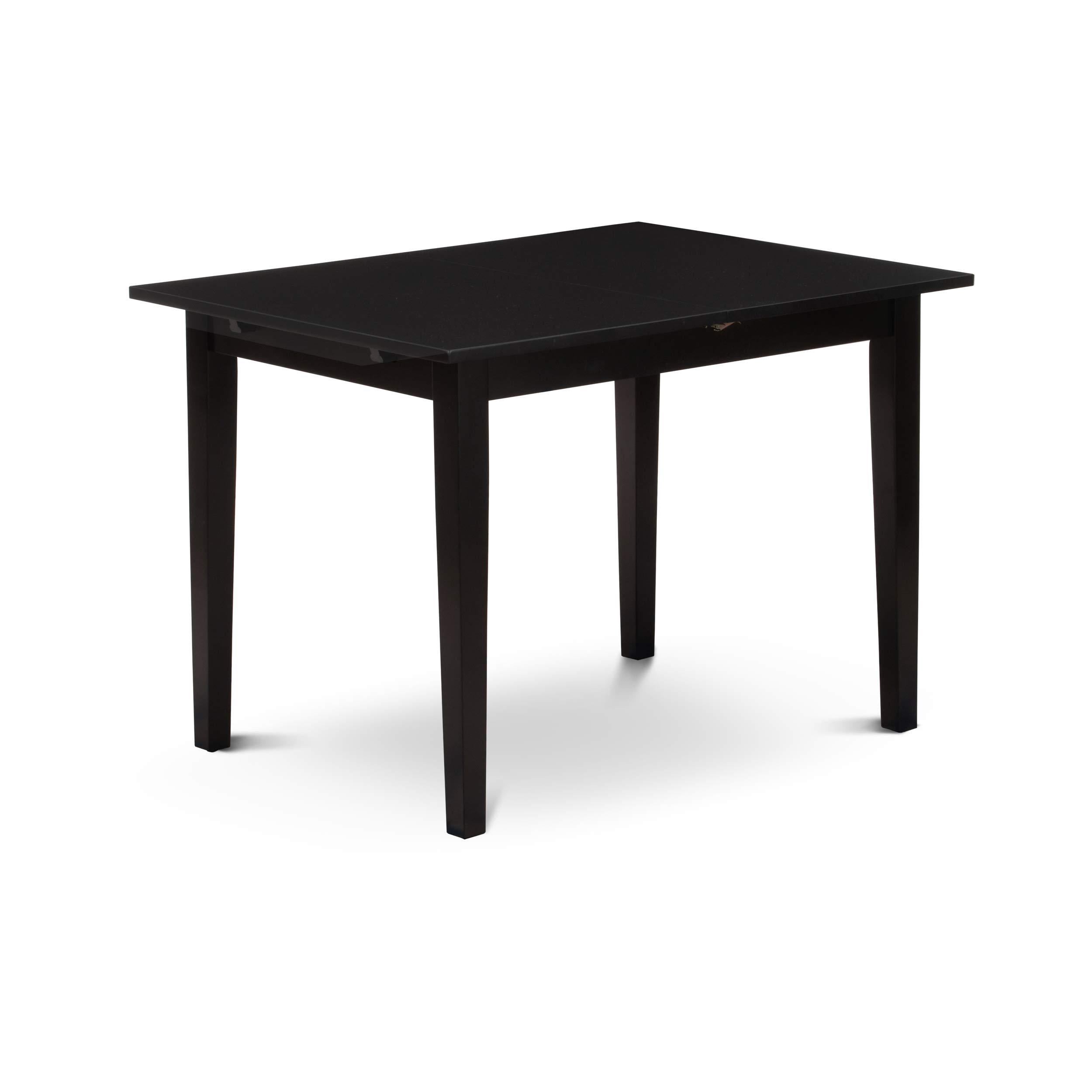 East West Furniture East West Furniture NOFL3-BLK-21 3 Piece Modern Dining Table Set Contains a Rectangle Wooden Table with Butterfly Leaf and 2 Blue Linen Fabric Upholstered Chairs, 32x54 Inch, Black