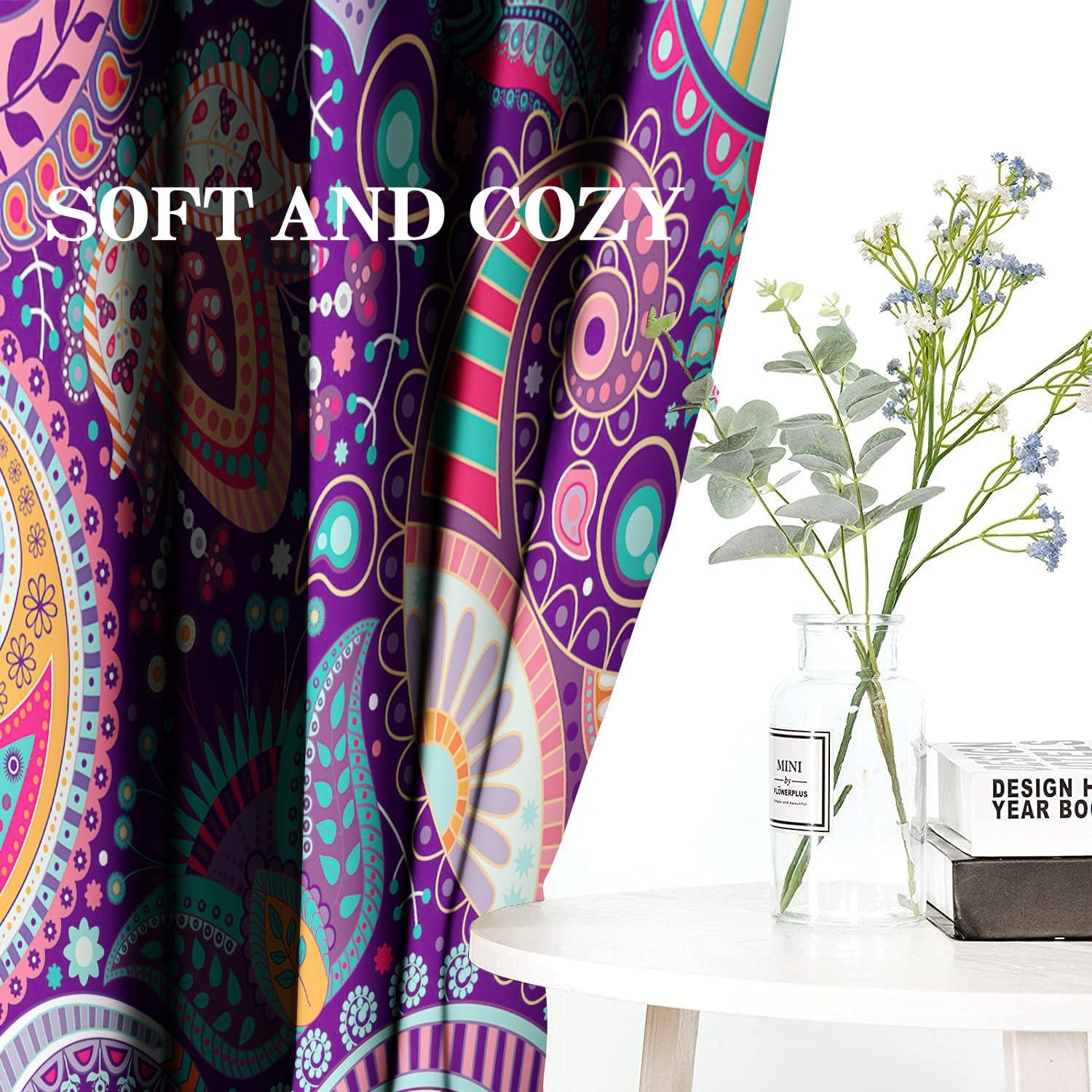 Vfrtgbnhy Vfrtgbnhy Paisley Blackout Curtains, Thermal Insulated Drapes for Bedroom/Living Room/Kitchen, Flowers Pattern Rod Pocket Fabric Window Curtain 2 Panel Set, 36 Width x 54 Length