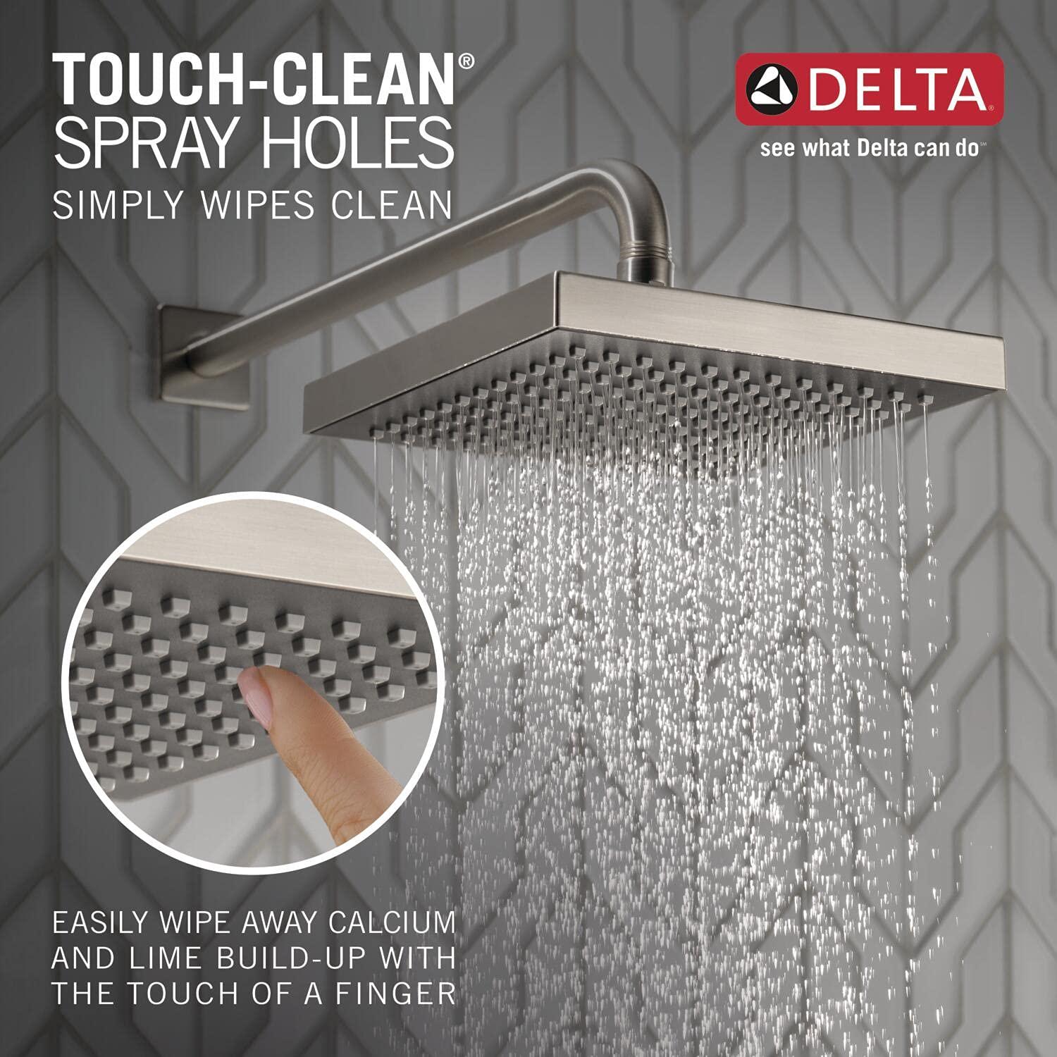 DELTA FAUCET DELTA RP50841SS Universal Components Raincan Single-Setting Touch-Clean Shower Head, 2.5 GPM Water Flow, Stainless