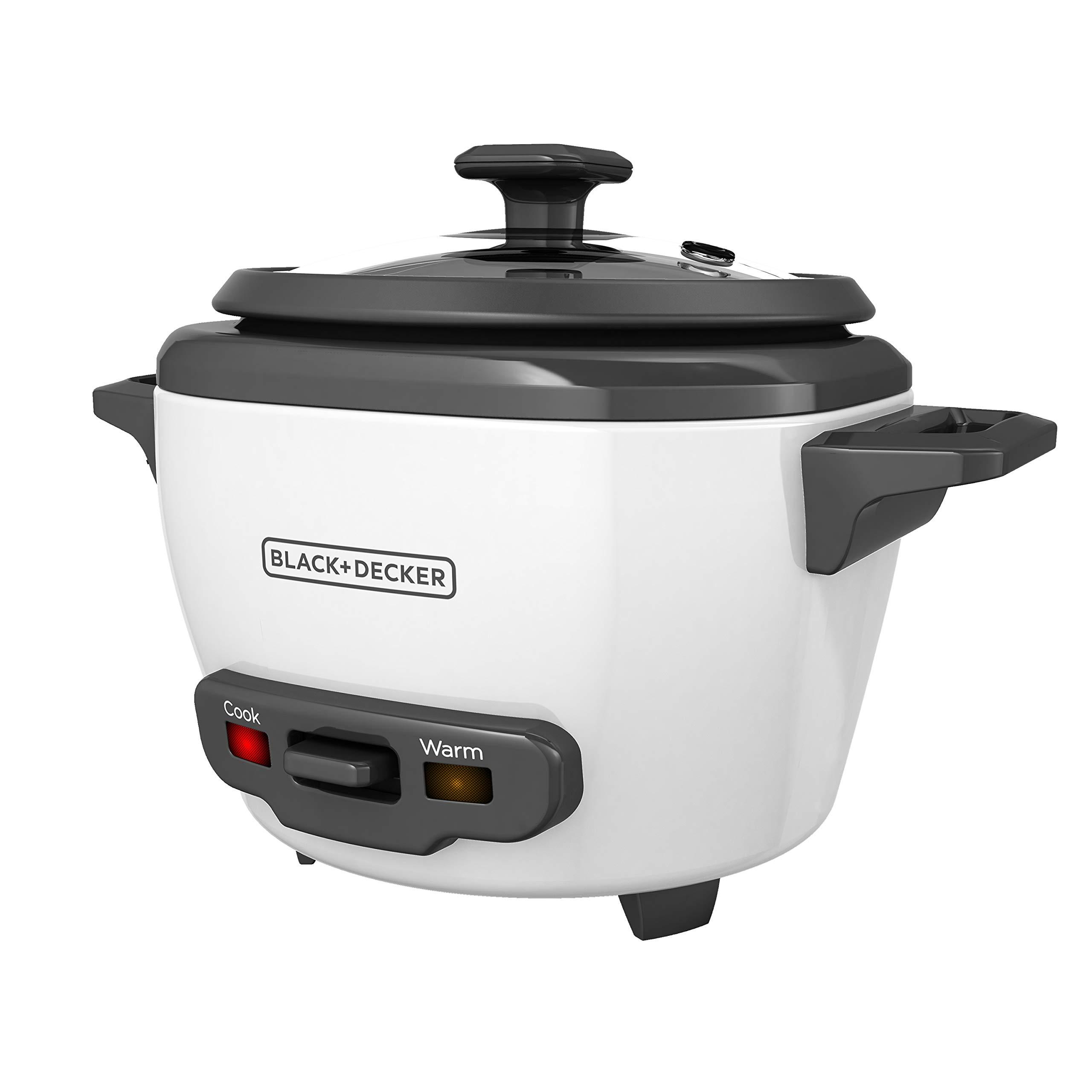 BLACK+DECKER BLACK+DECKER 3-Cup Rice Cooker, 1.5-cup Uncooked Rice, 3 Cups Cooked, Steaming Basket, Removable Non-Stick Bowl, One Touch